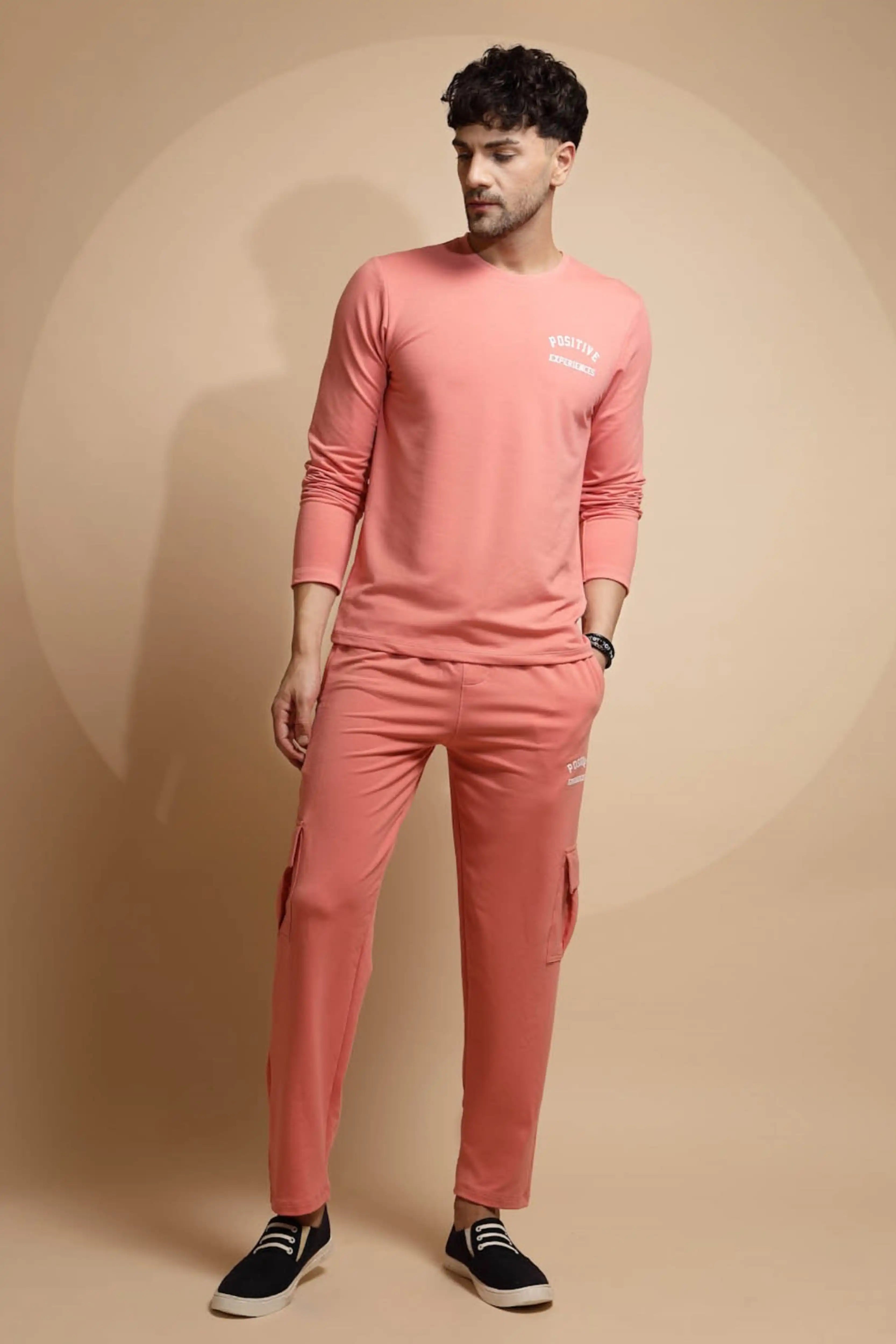 Pink Solid Round Neck Night Set