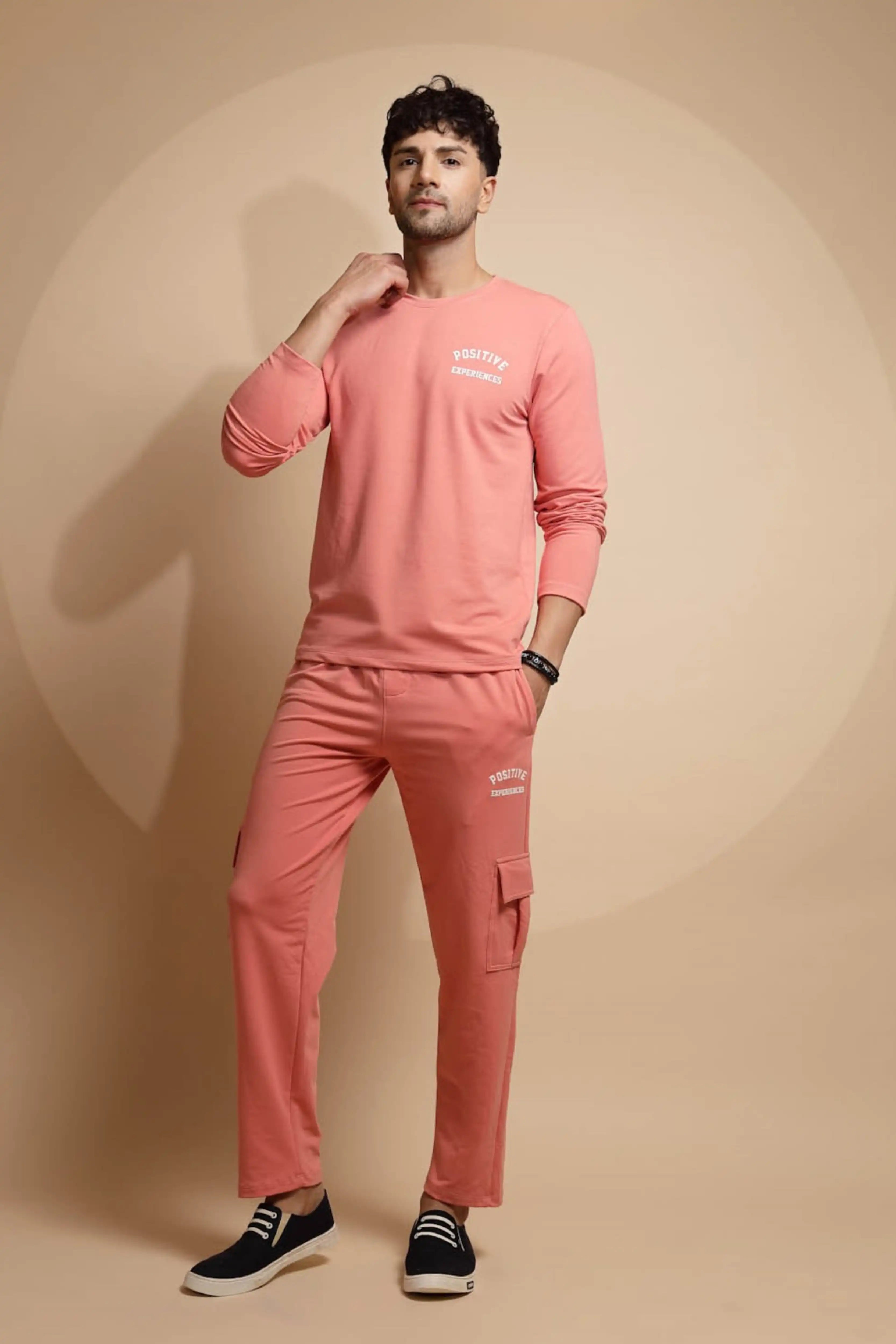 Pink Solid Round Neck Night Set