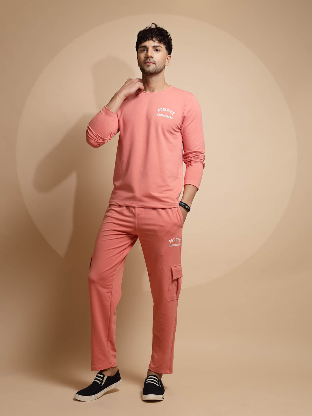 Pink Solid Round Neck Night Set - Global Republic