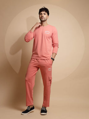 Pink Solid Full Sleeve Round Neck Night Set