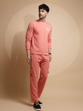 Pink Solid Full Sleeve Round Neck Night Set