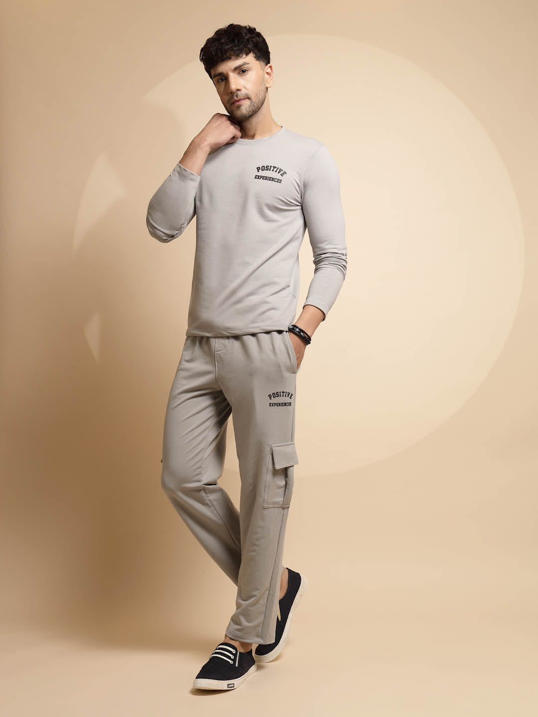 Beige Solid Cotton Blend Night Set - Global Republic