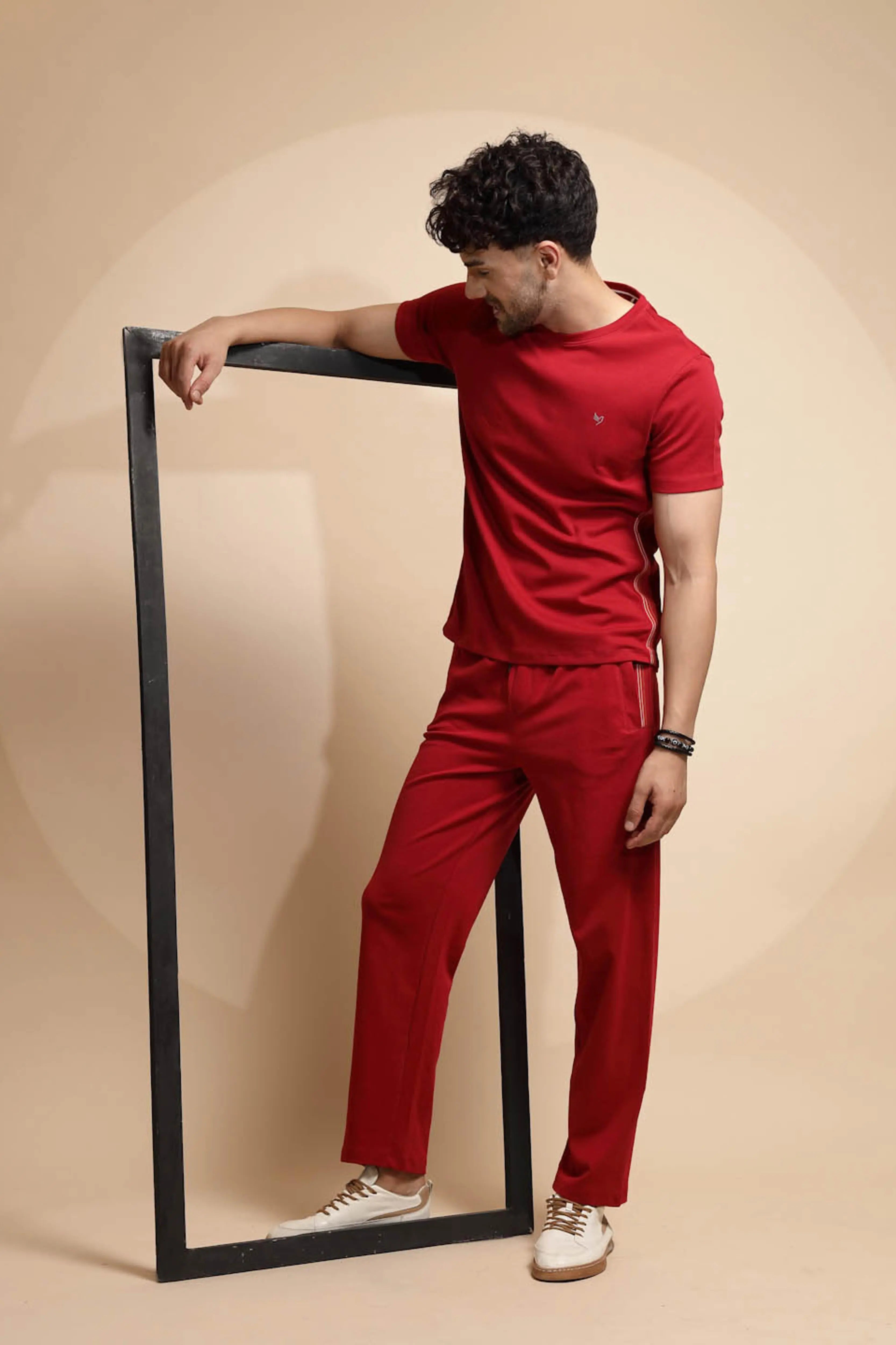 Maroon Solid Round Neck Night Sets - Global Republic