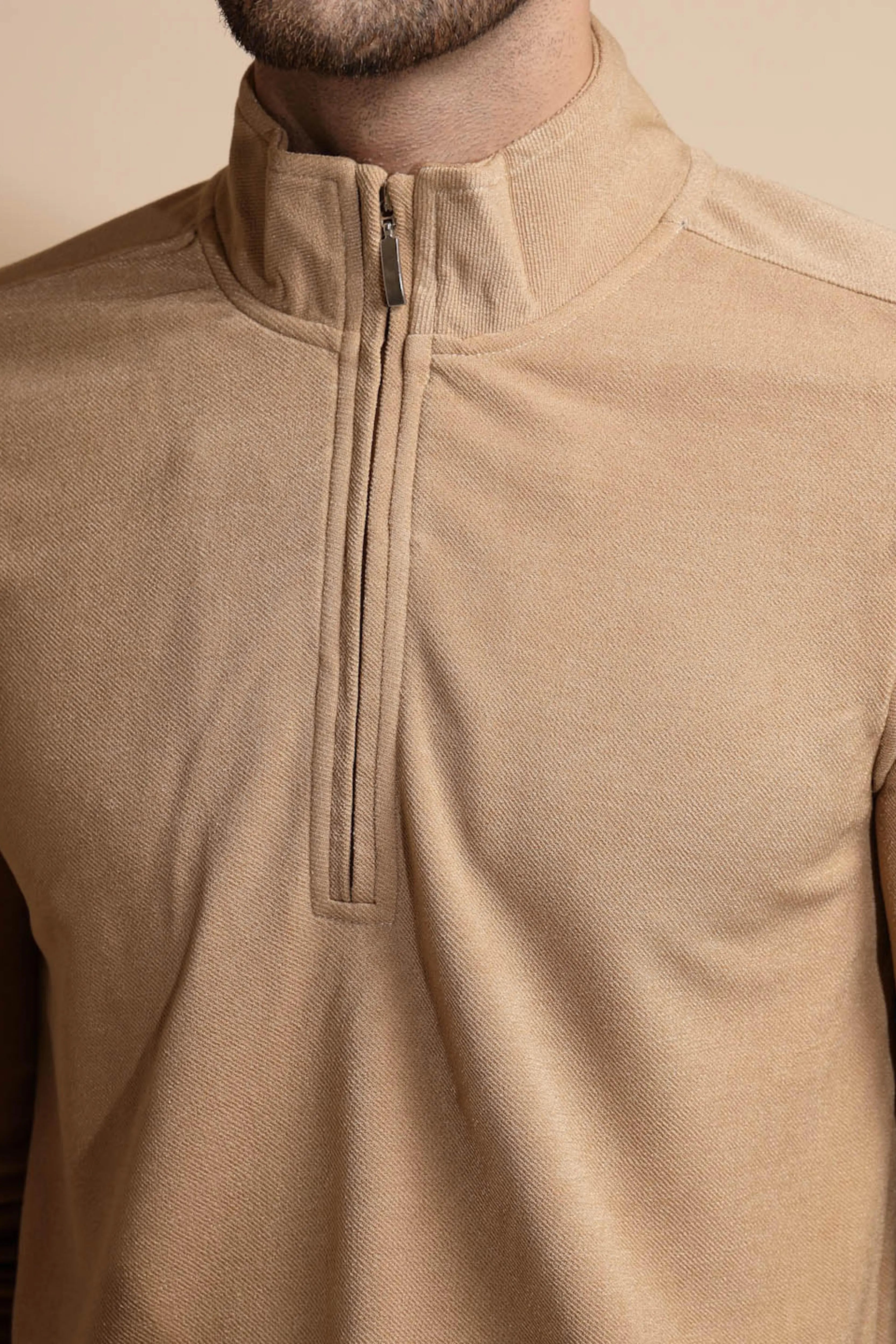 Beige Solid ester T-Shirt - Global Republic