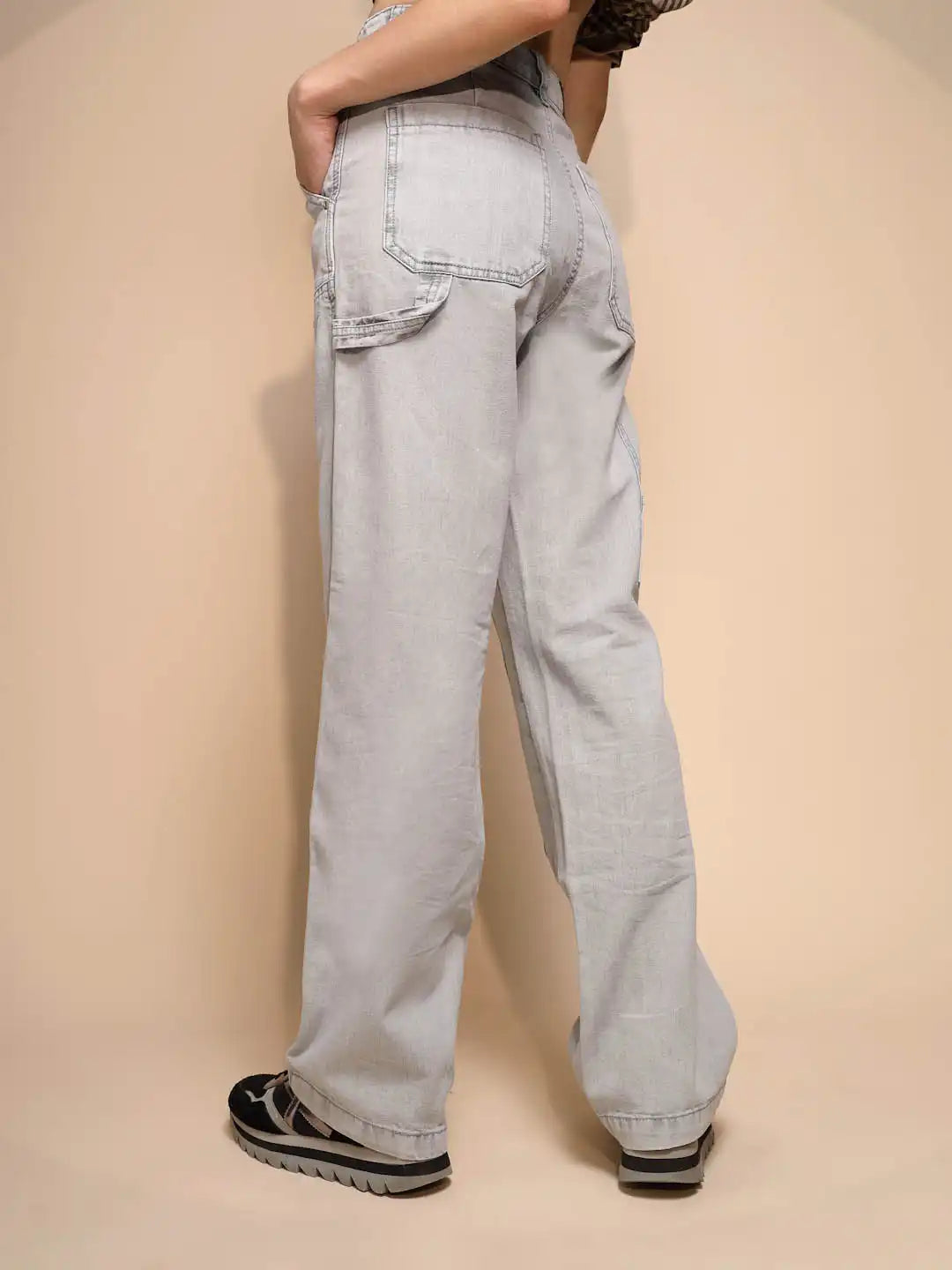 Women's Regular Fit Denim High Rise Grey Jeans