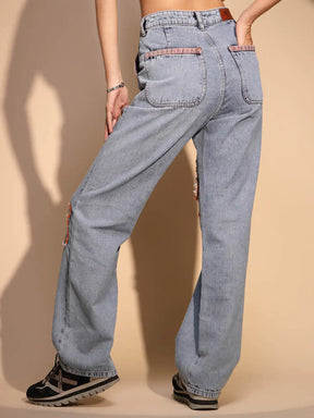 Women's Regular Fit Denim High Rise Blue Jeans