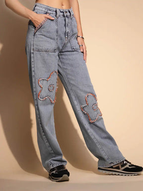 Women's Regular Fit Denim High Rise Blue Jeans
