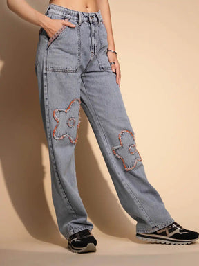 Women's Regular Fit Denim High Rise Loose Fit Blue Jeans