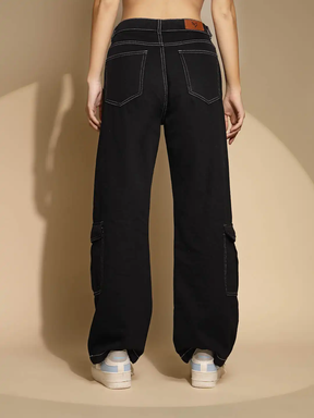 Women's Regular Fit Denim Mid Rise Black Jeans