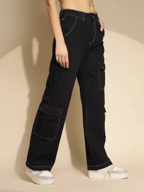 Women's Regular Fit Denim Mid Rise Black Jeans