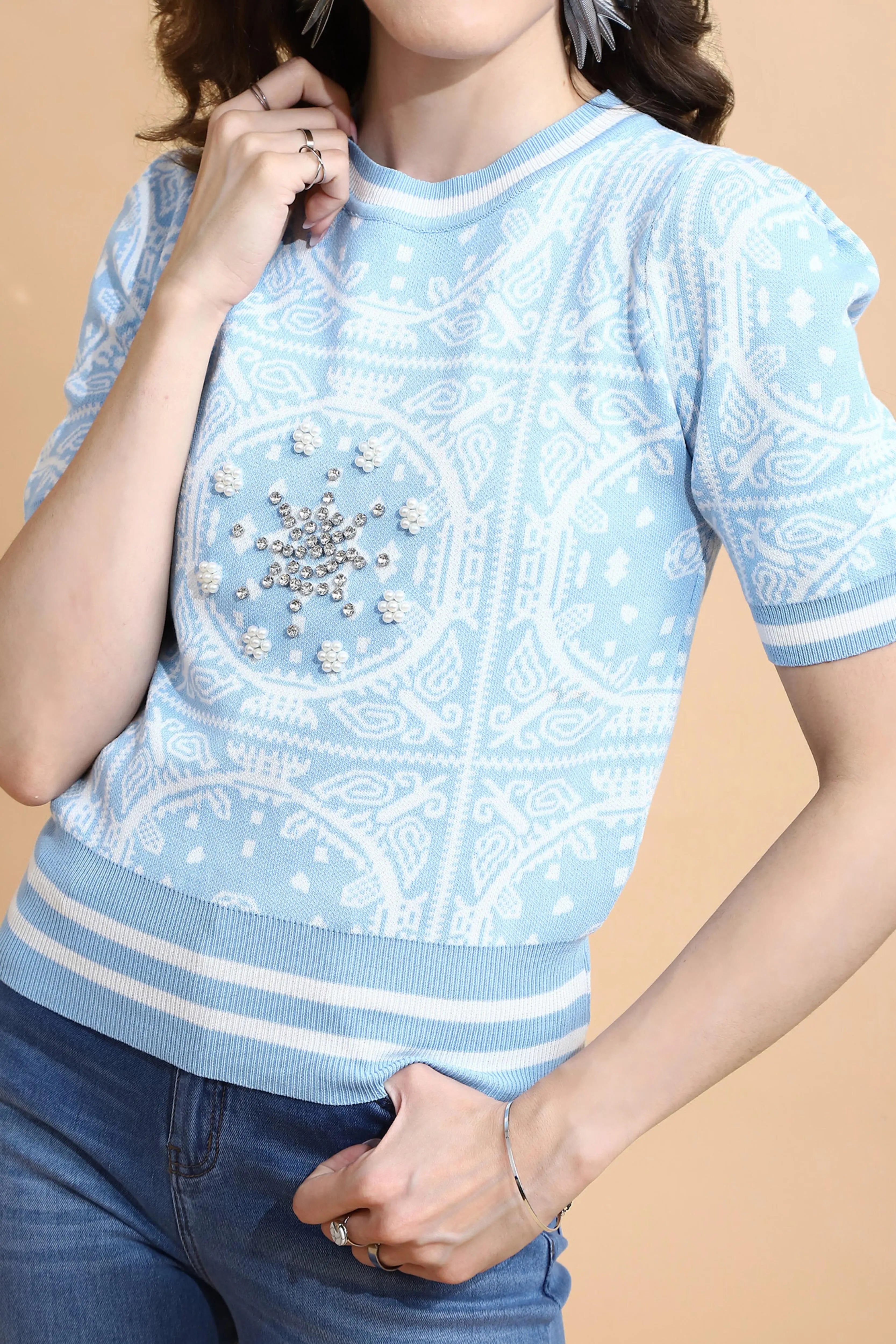 Blue Regular Fit Top For Women - Global Republic