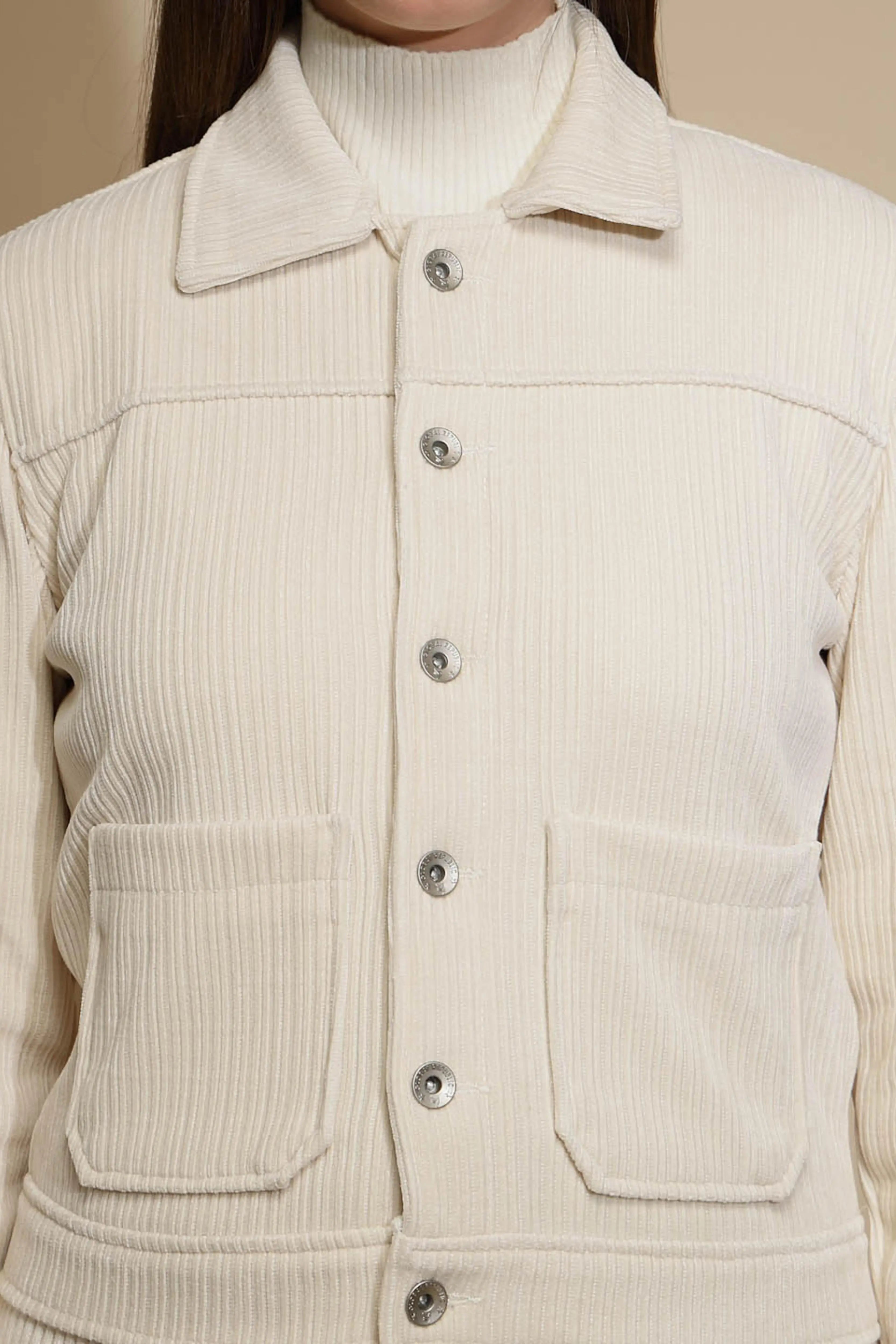 Beige Corduroy Suede Jacket - Global Republic