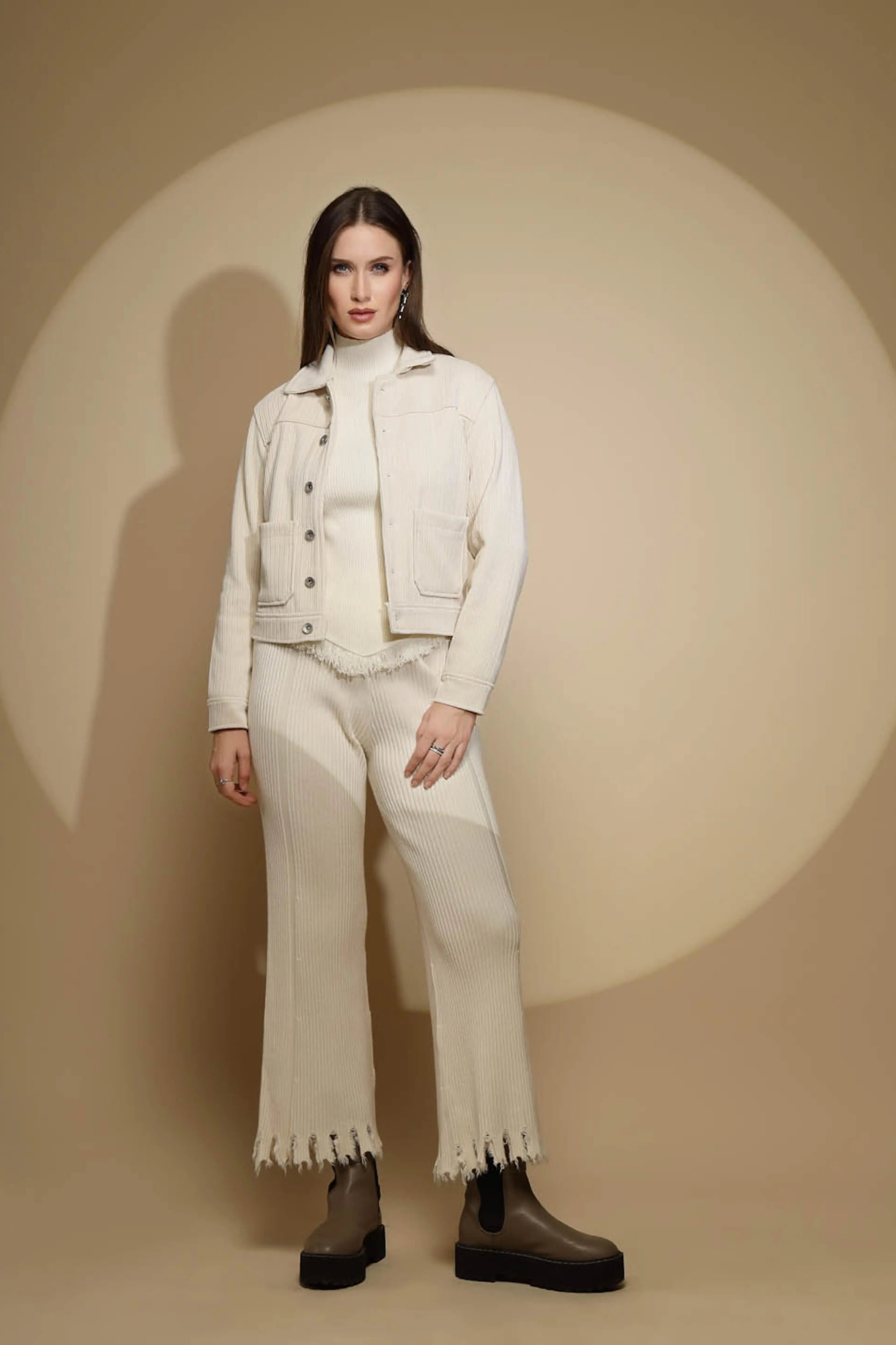 Beige Corduroy Suede Jacket - Global Republic