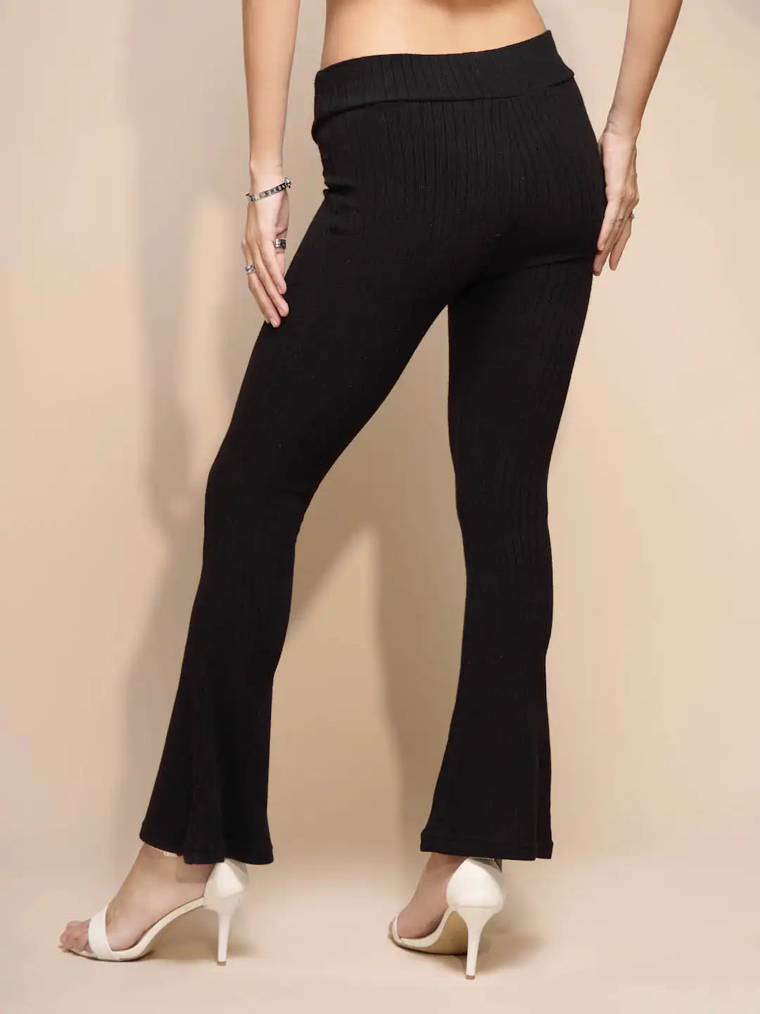 Black Solid Low Rise Polyester Legging