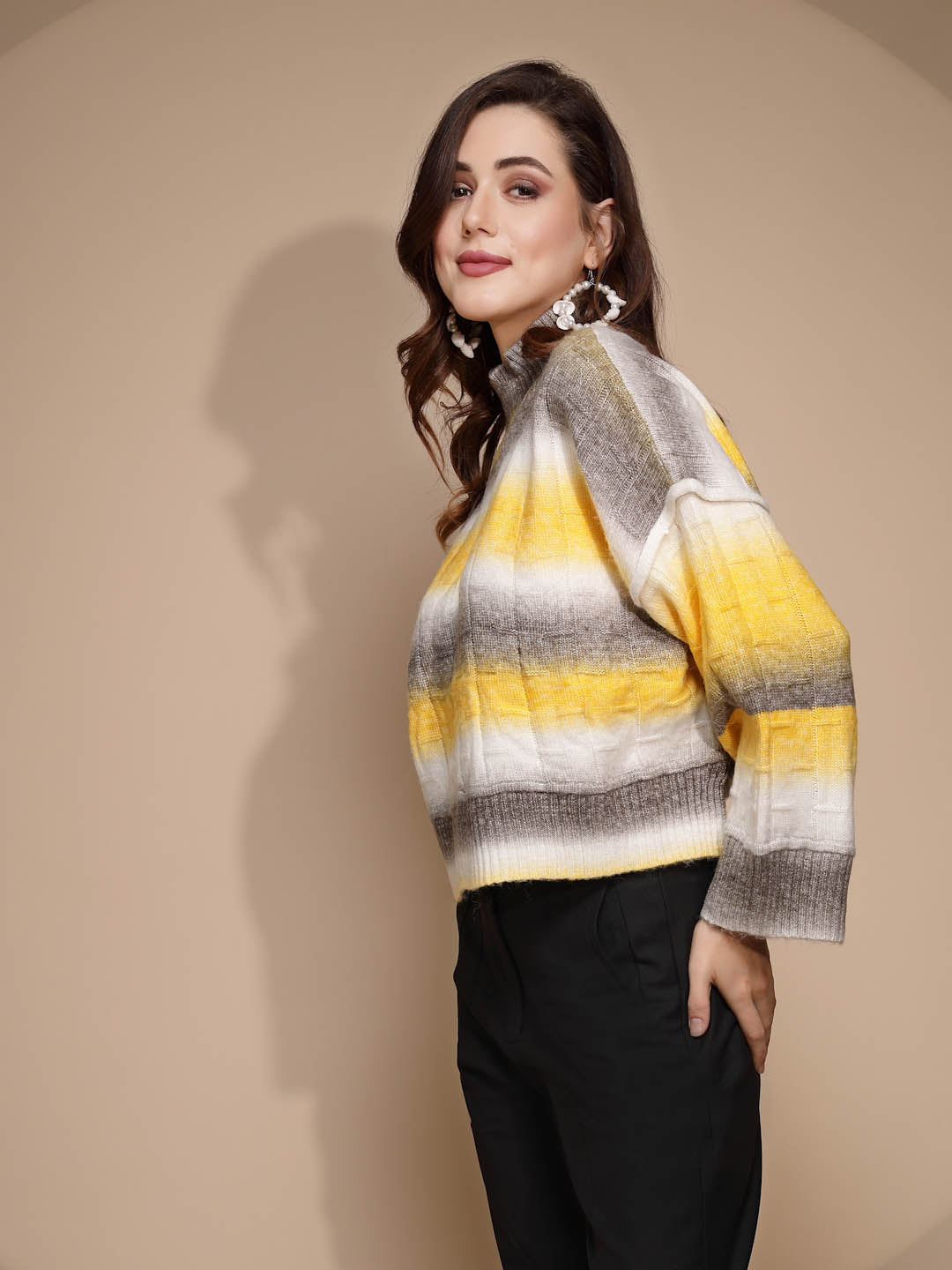 Yellow Solid Acrylic Pullover - Global Republic