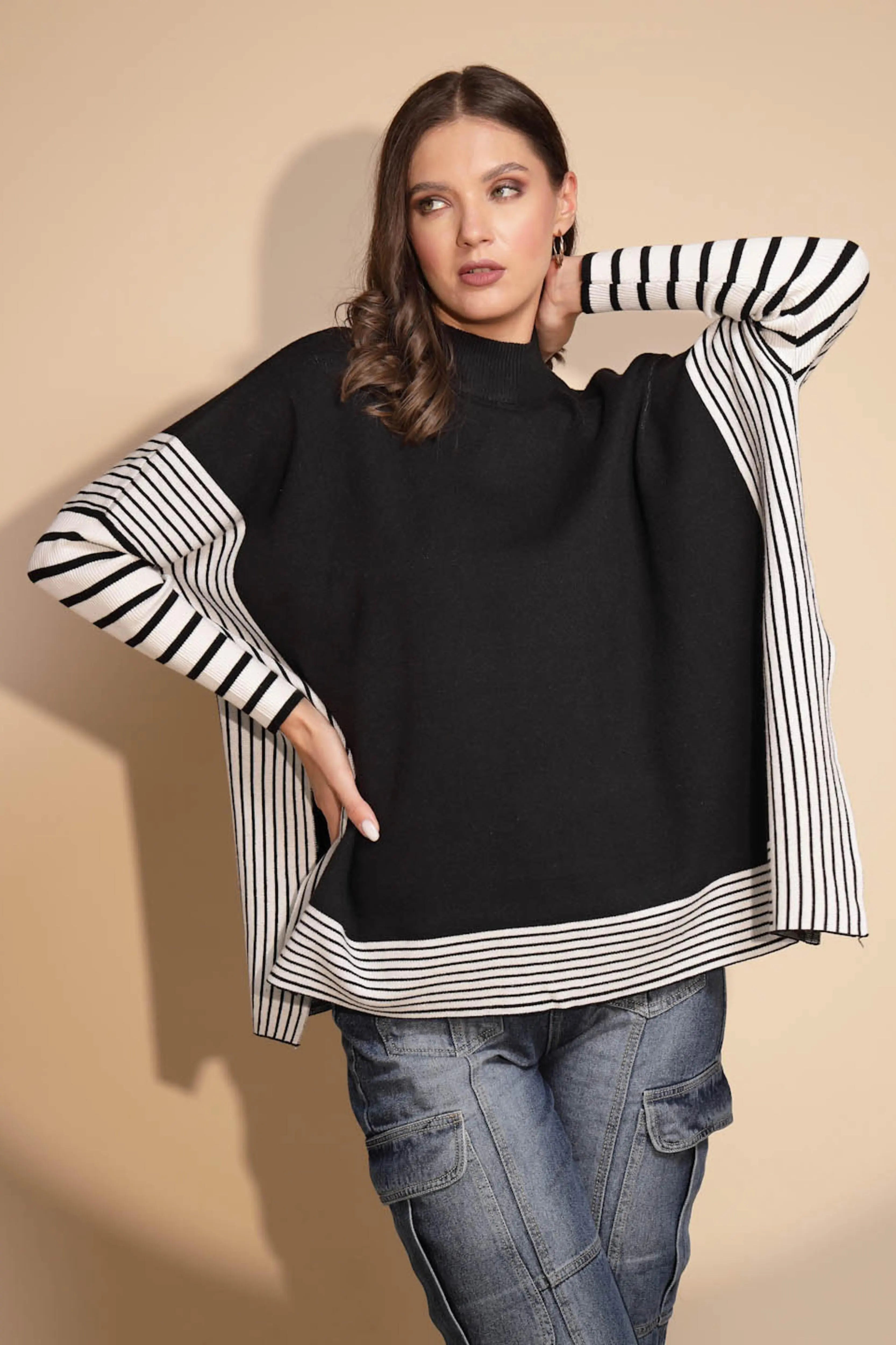 Black Full Sleeve Turtle Neck Pullover - Global Republic