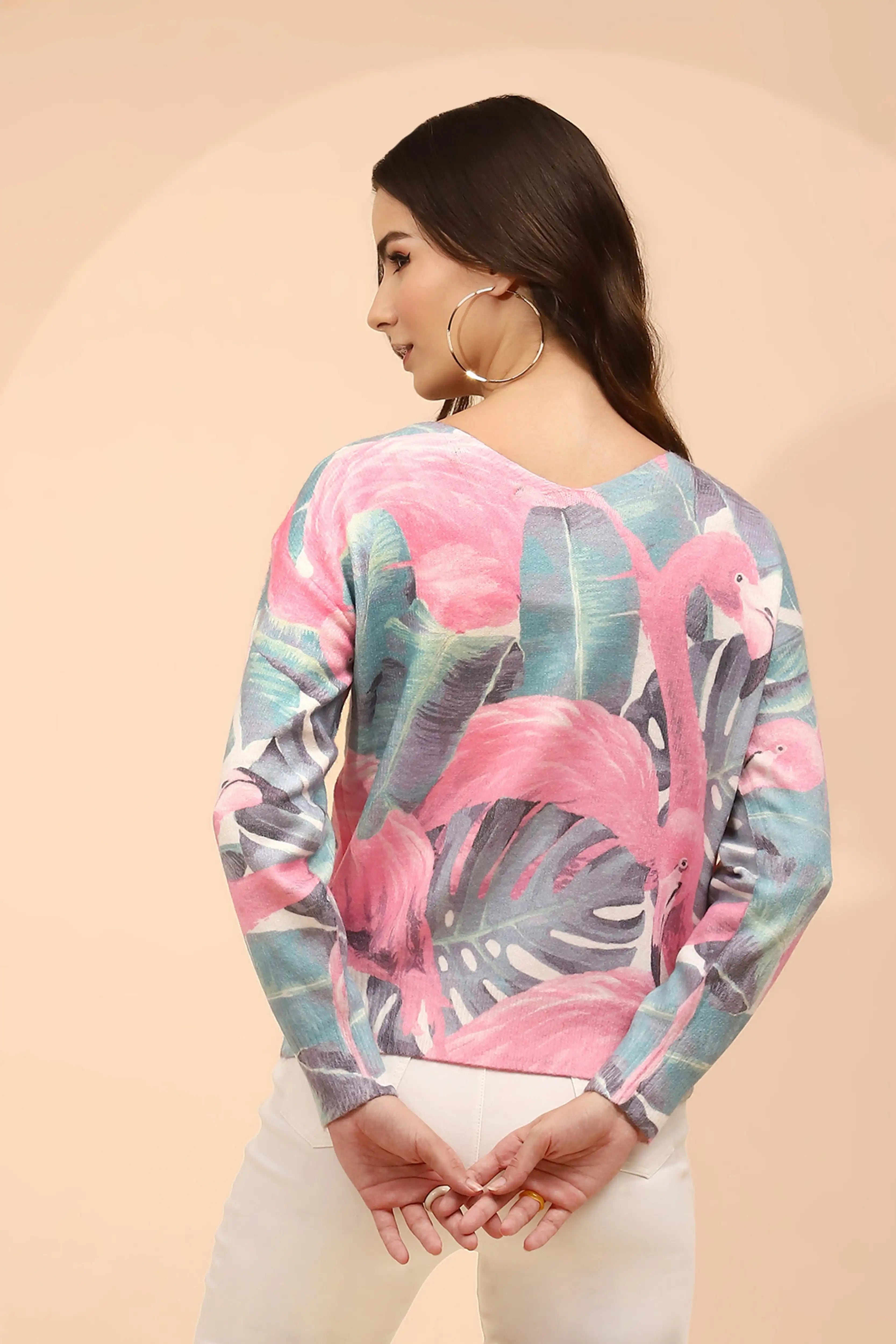 Pink Wool Blend Relaxed Fit Pullover