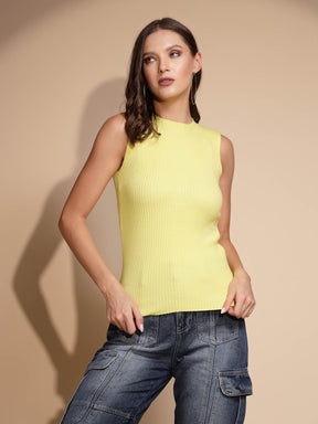 Lime Ribbed Knit Skivvy Top - Global Republic