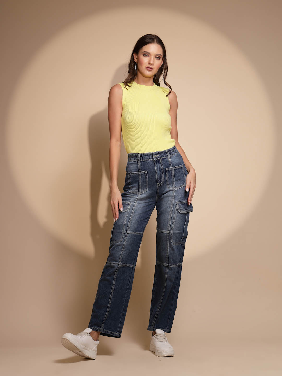 Lime Ribbed Knit Skivvy Top - Global Republic