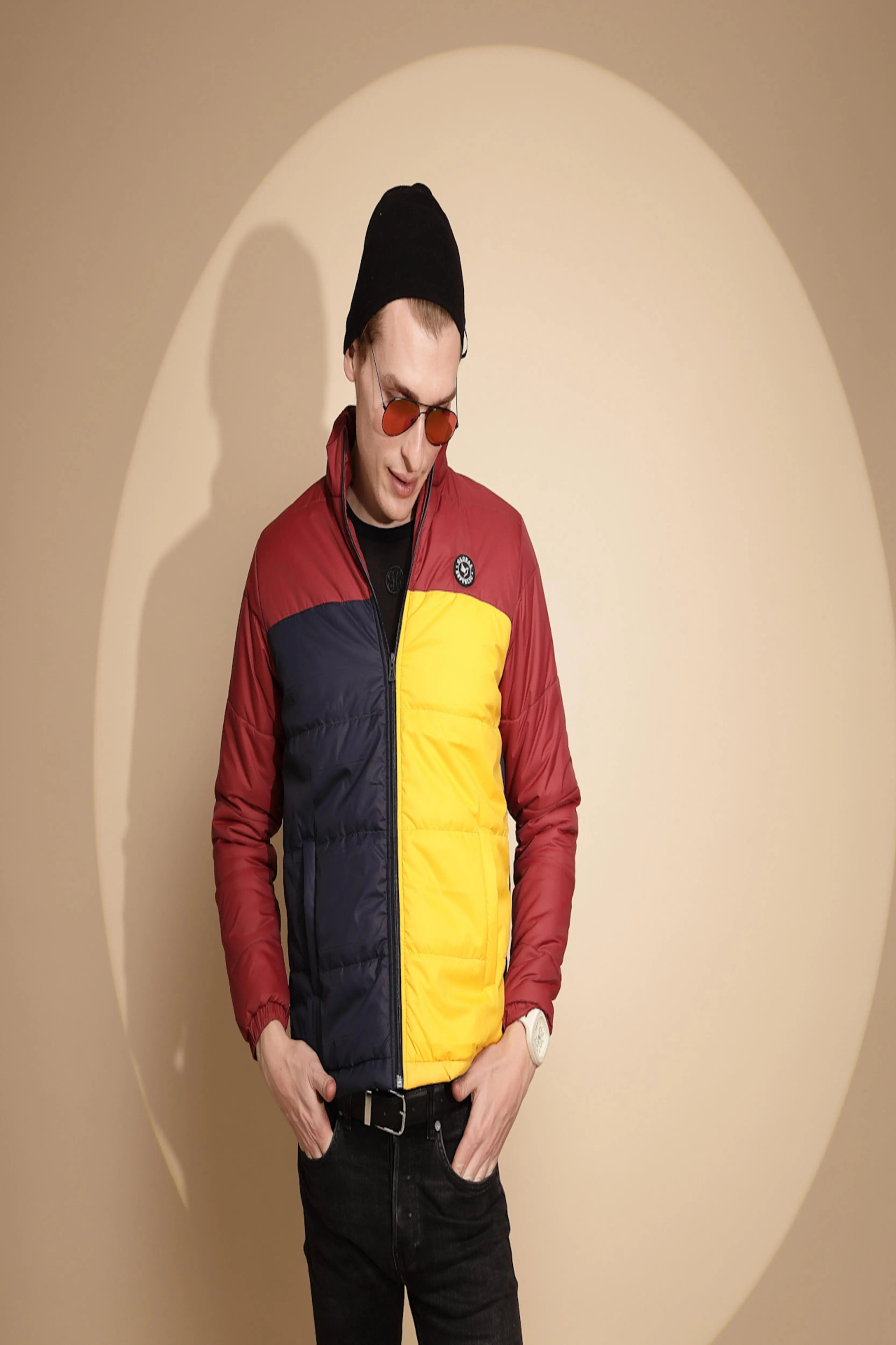 Red & Yellow Color Block cotton Jacket - Global Republic