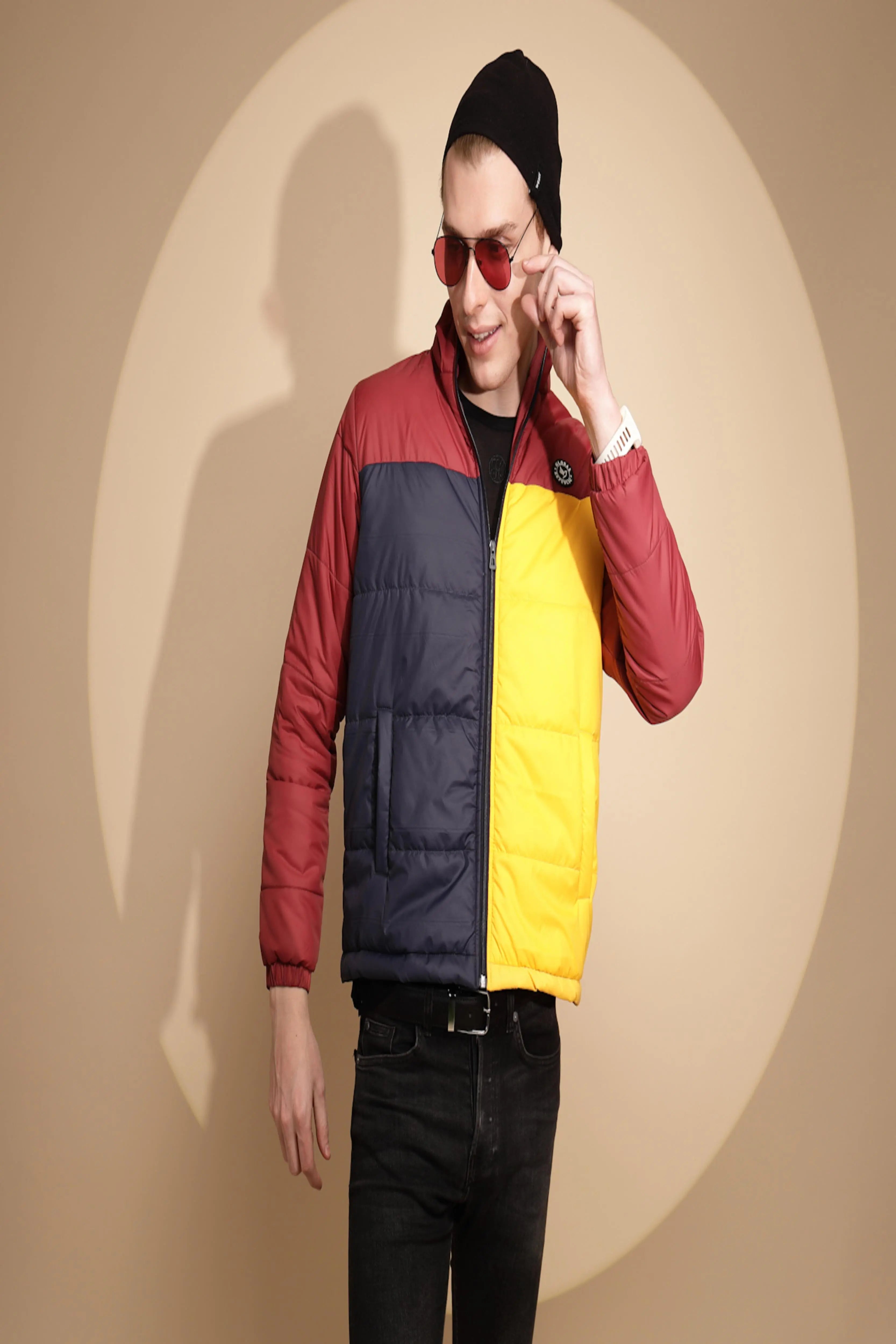Red & Yellow Color Block cotton Jacket - Global Republic
