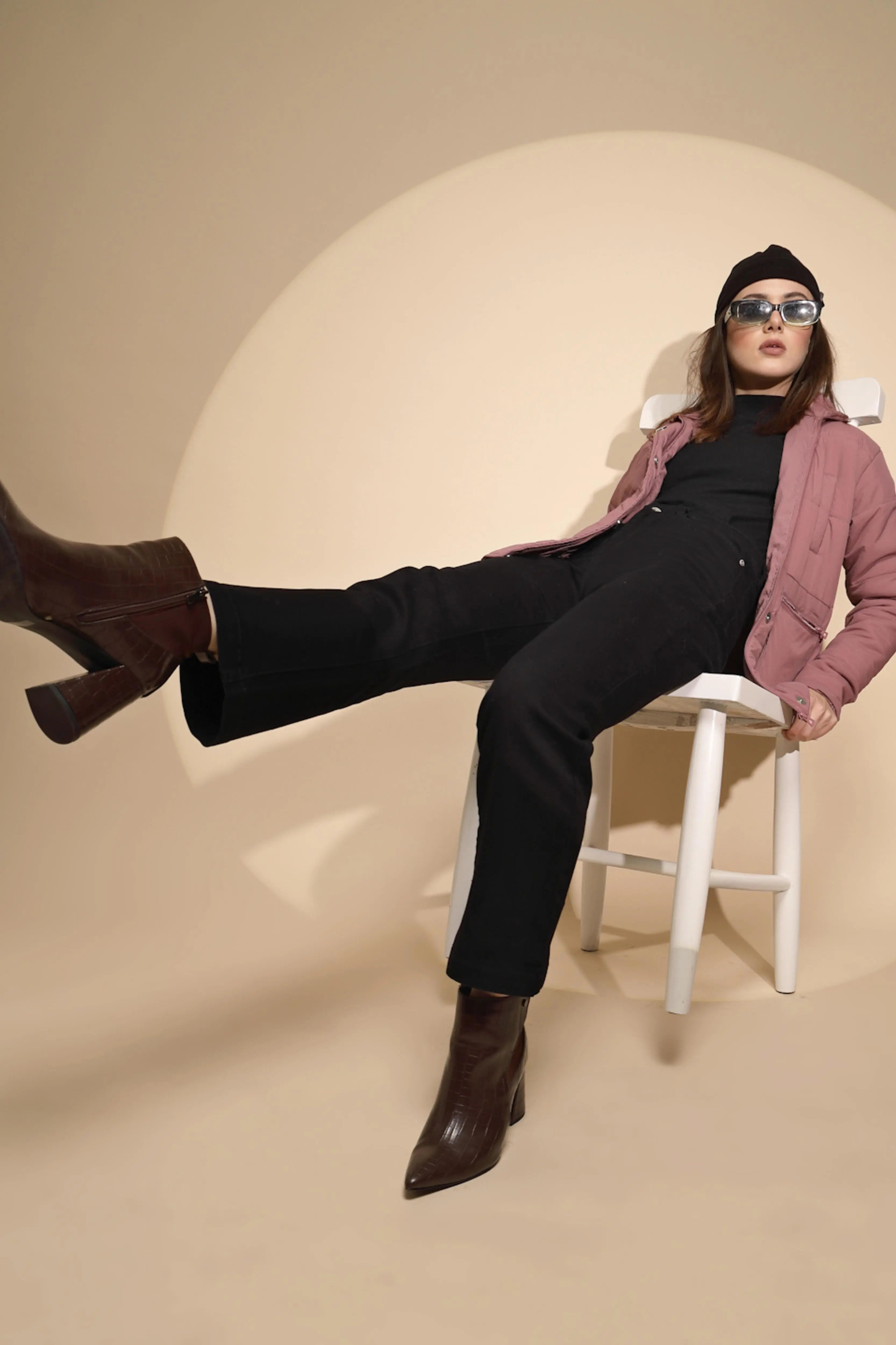 Plum Solid Regular Fit Jacket - Global Republic