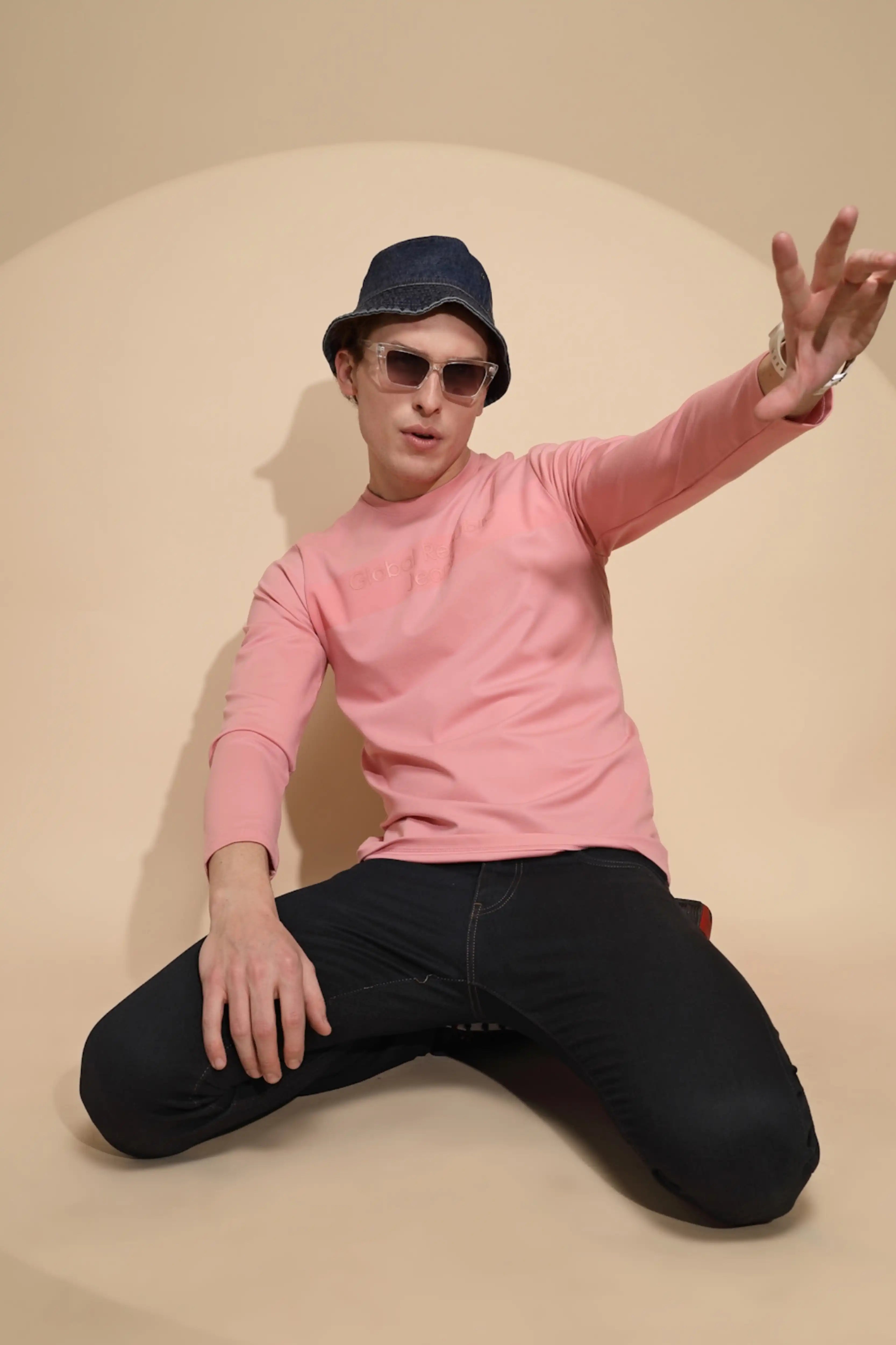 Pink Solid cotton T-Shirt