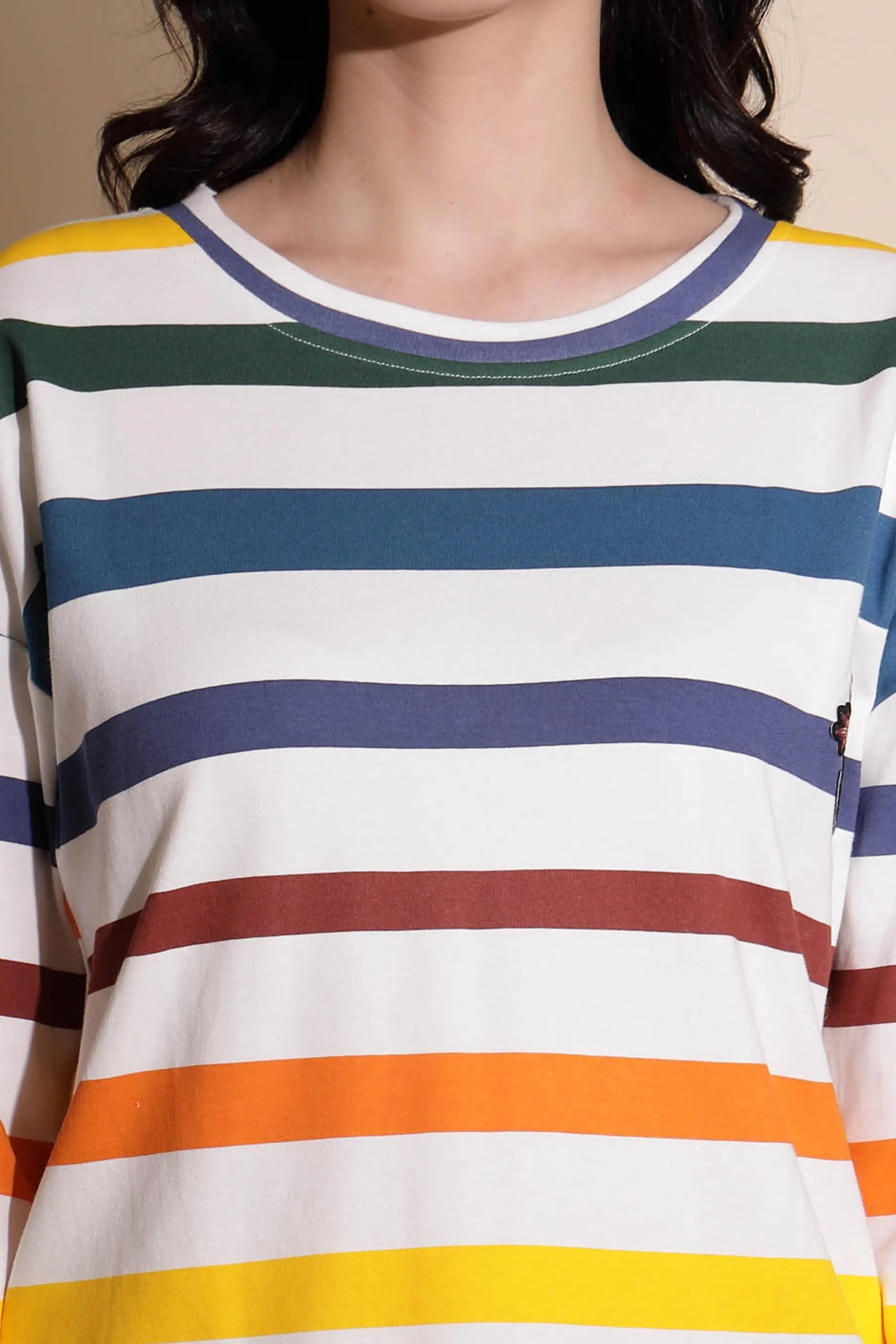 Multicolor Hosiery Striped Nightsuit - Global Republic