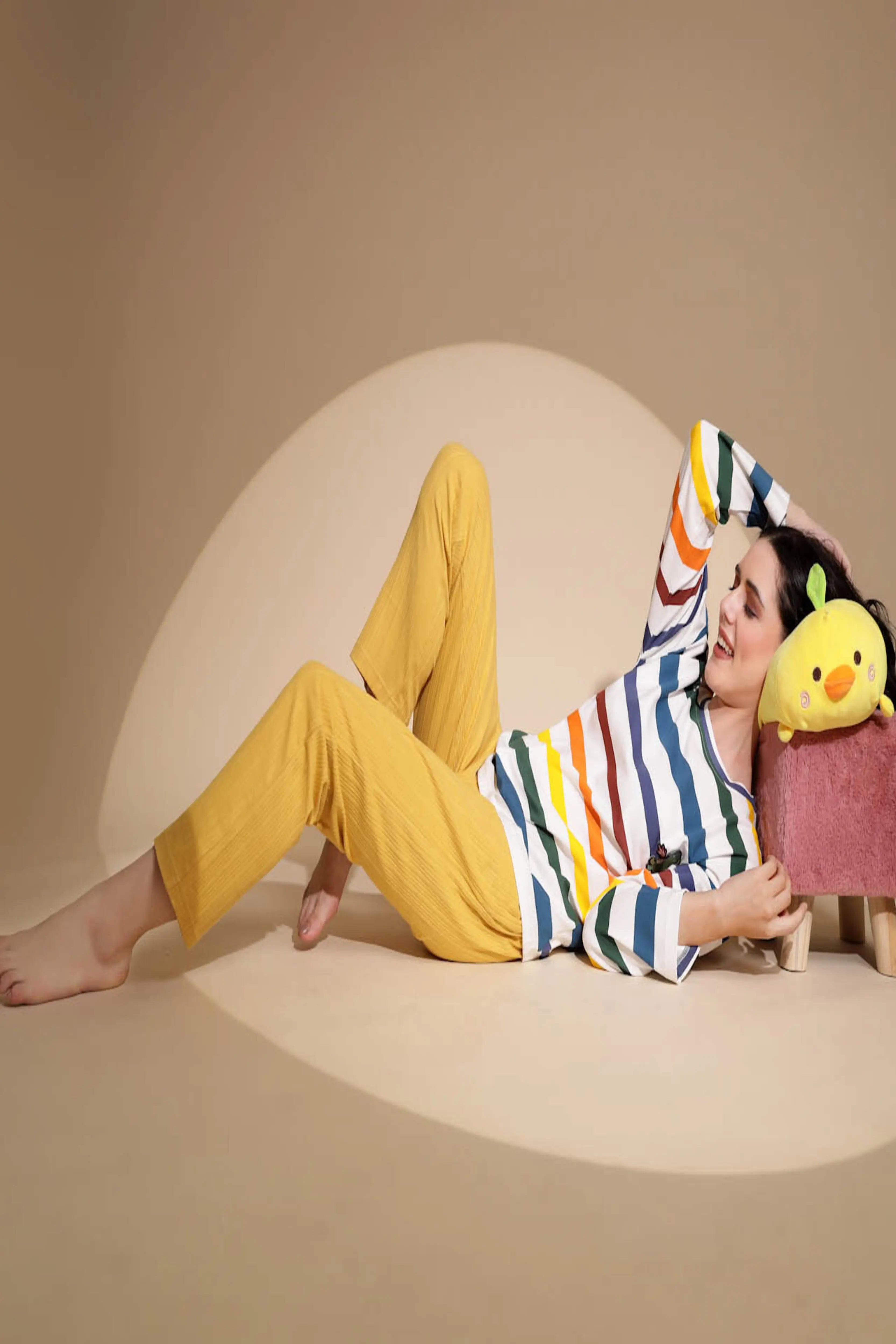 Multicolor Hosiery Striped Nightsuit - Global Republic