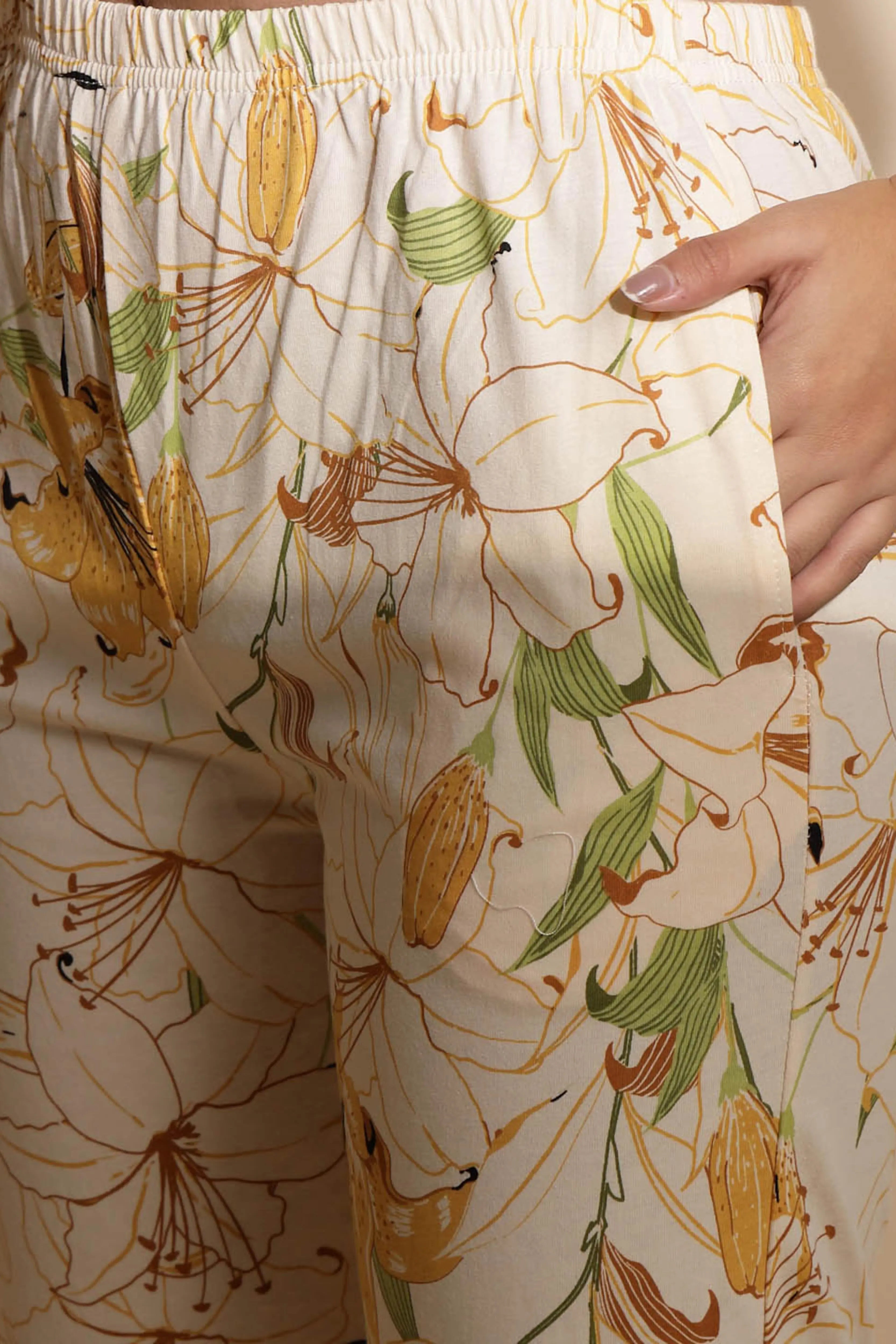 Yellow Hosiery Solid Top & Pyjama Night Suit Set - Global Republic