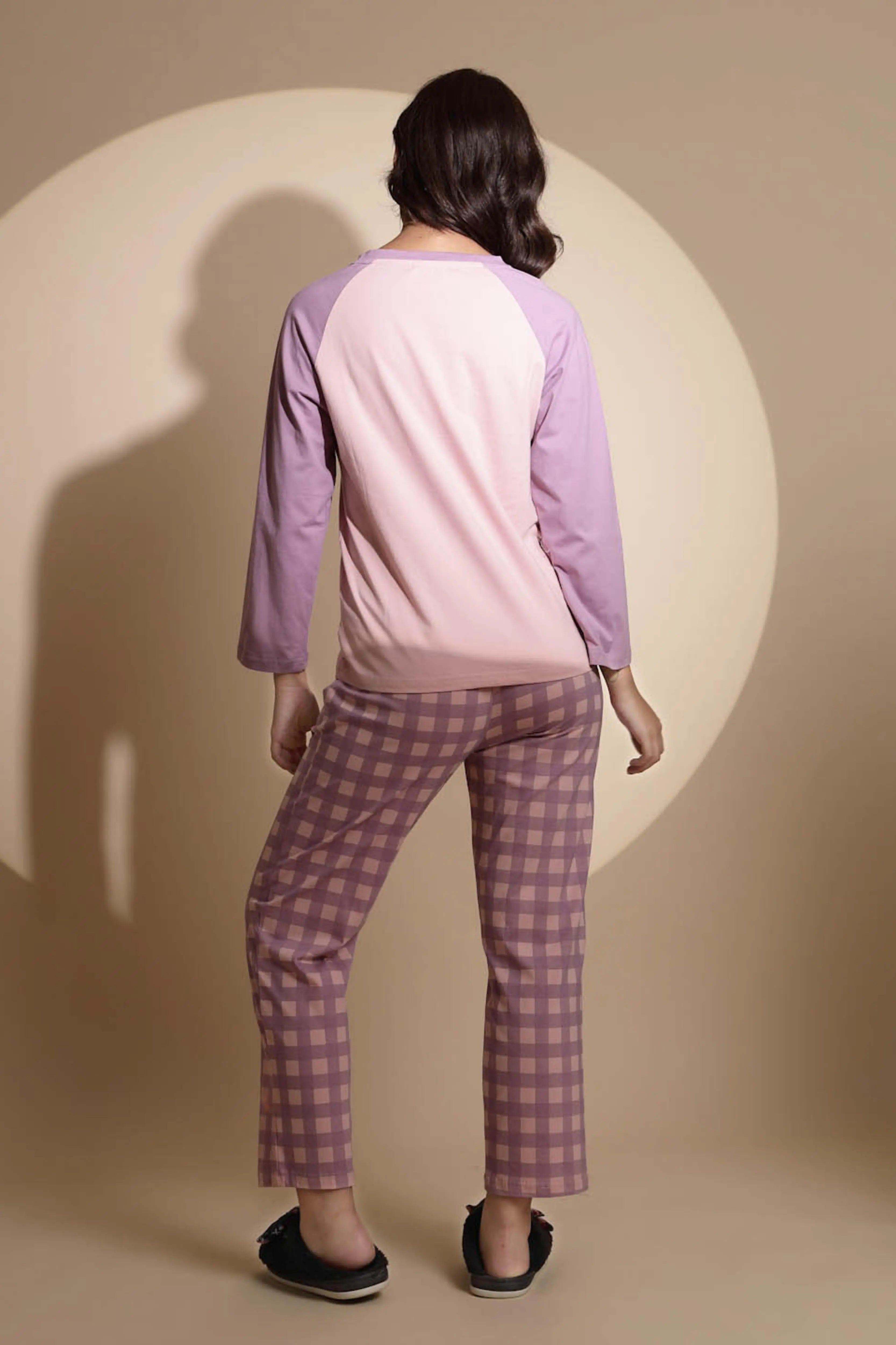 Purple Hosiery Solid Top & Pyjama Night Suit Set - Global Republic