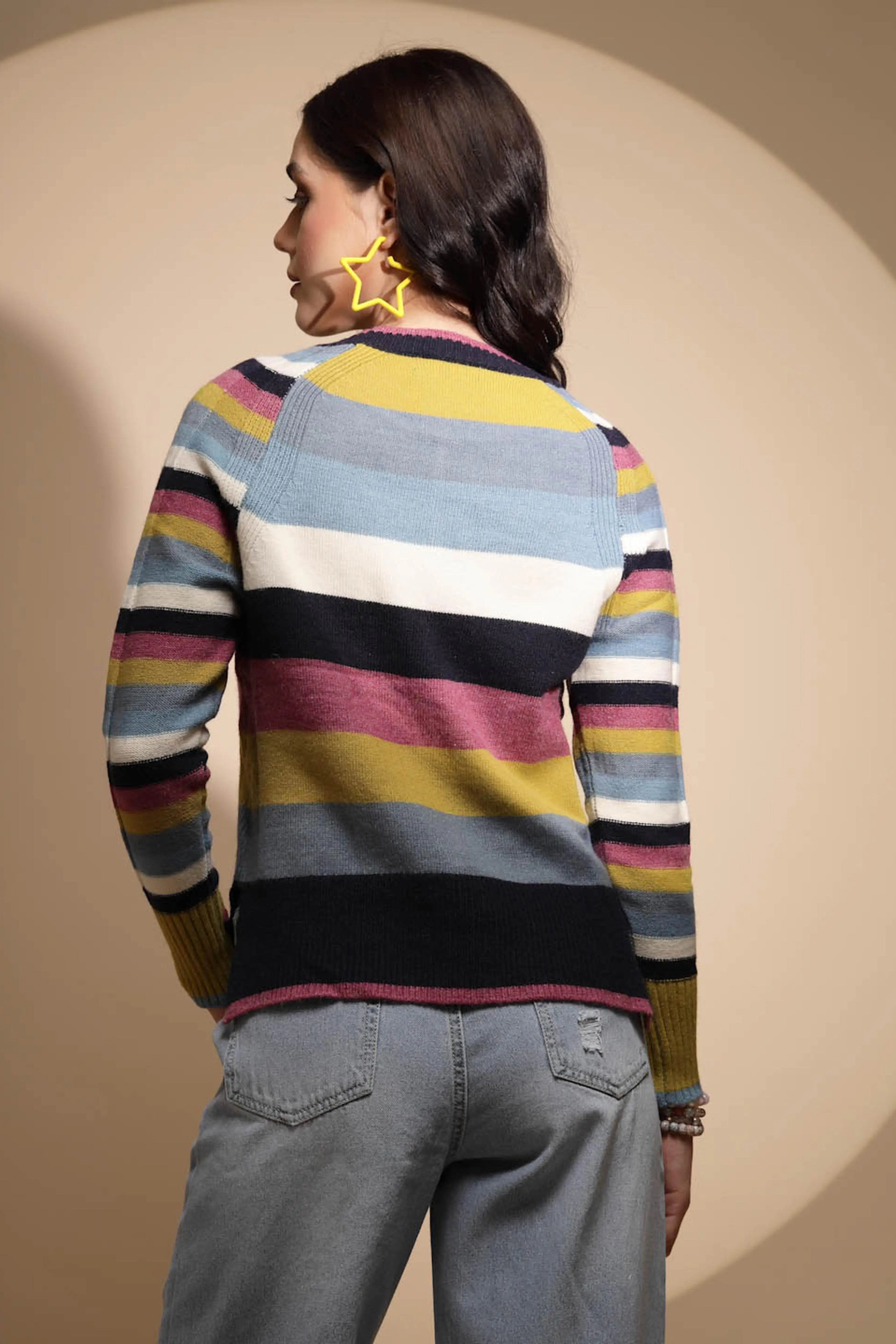 Multicolor Striped Knitted Pullover - Global Republic
