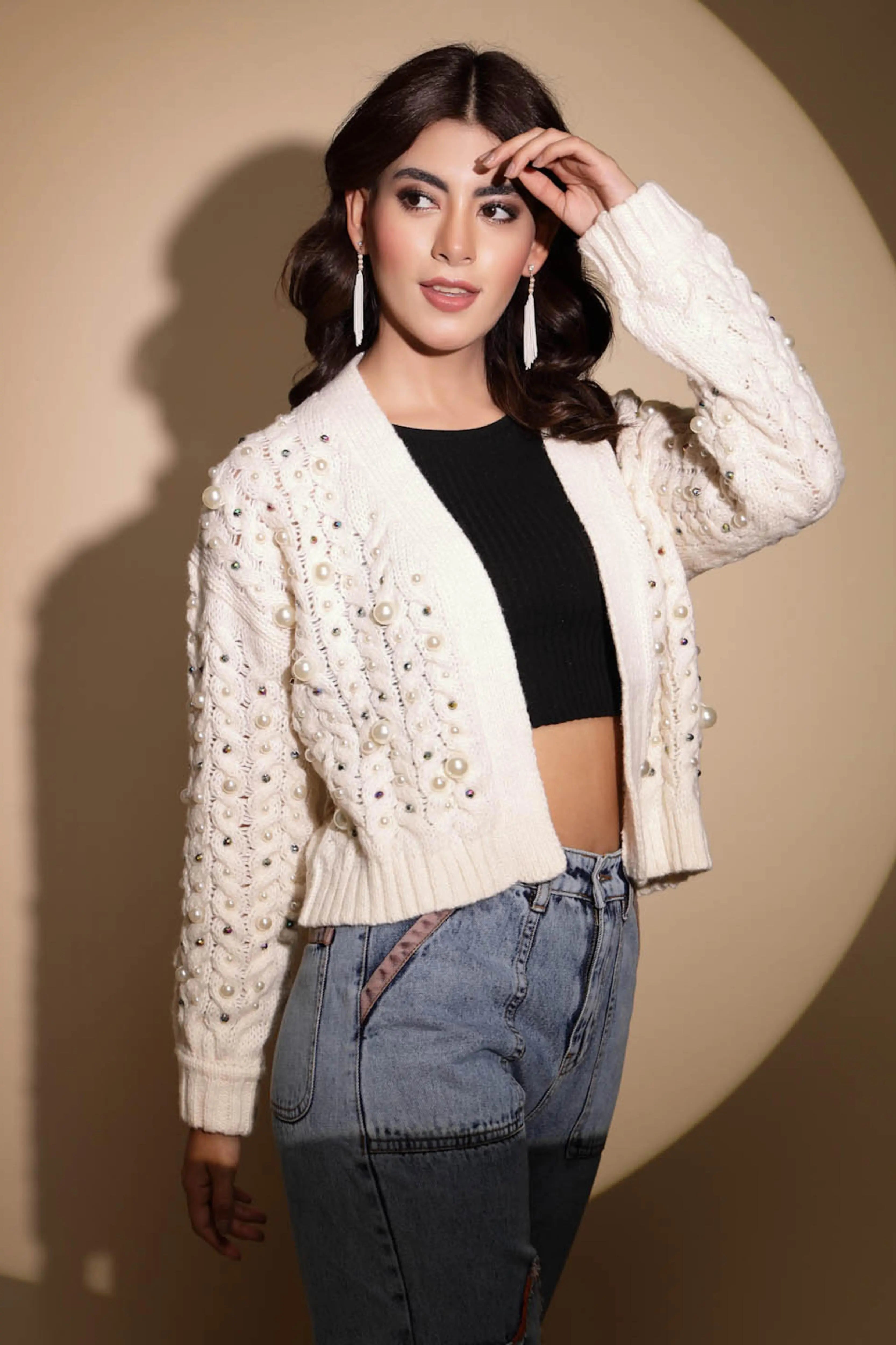 Off White Knitted Shrug - Global Republic