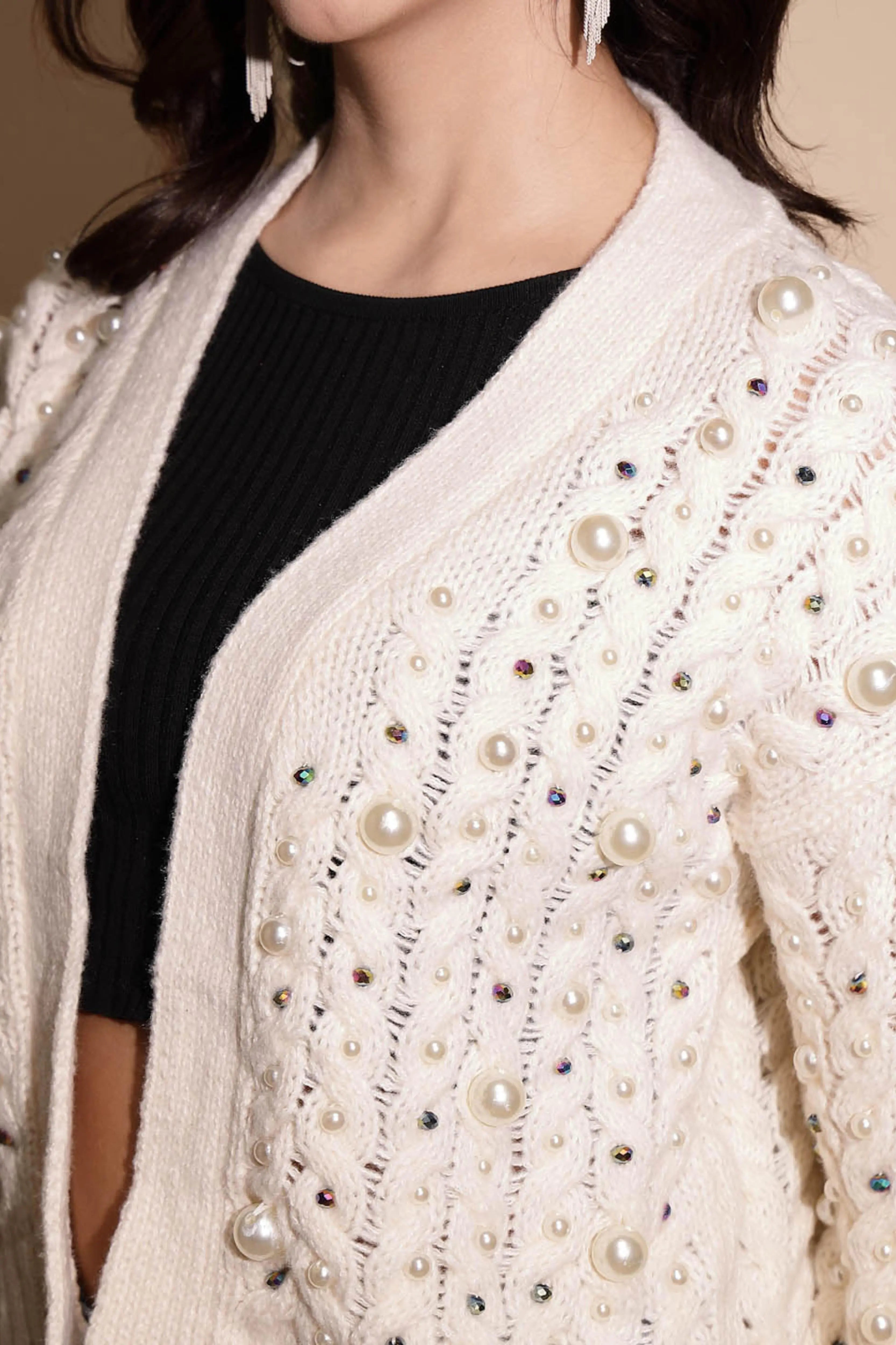 Off White Knitted Shrug - Global Republic