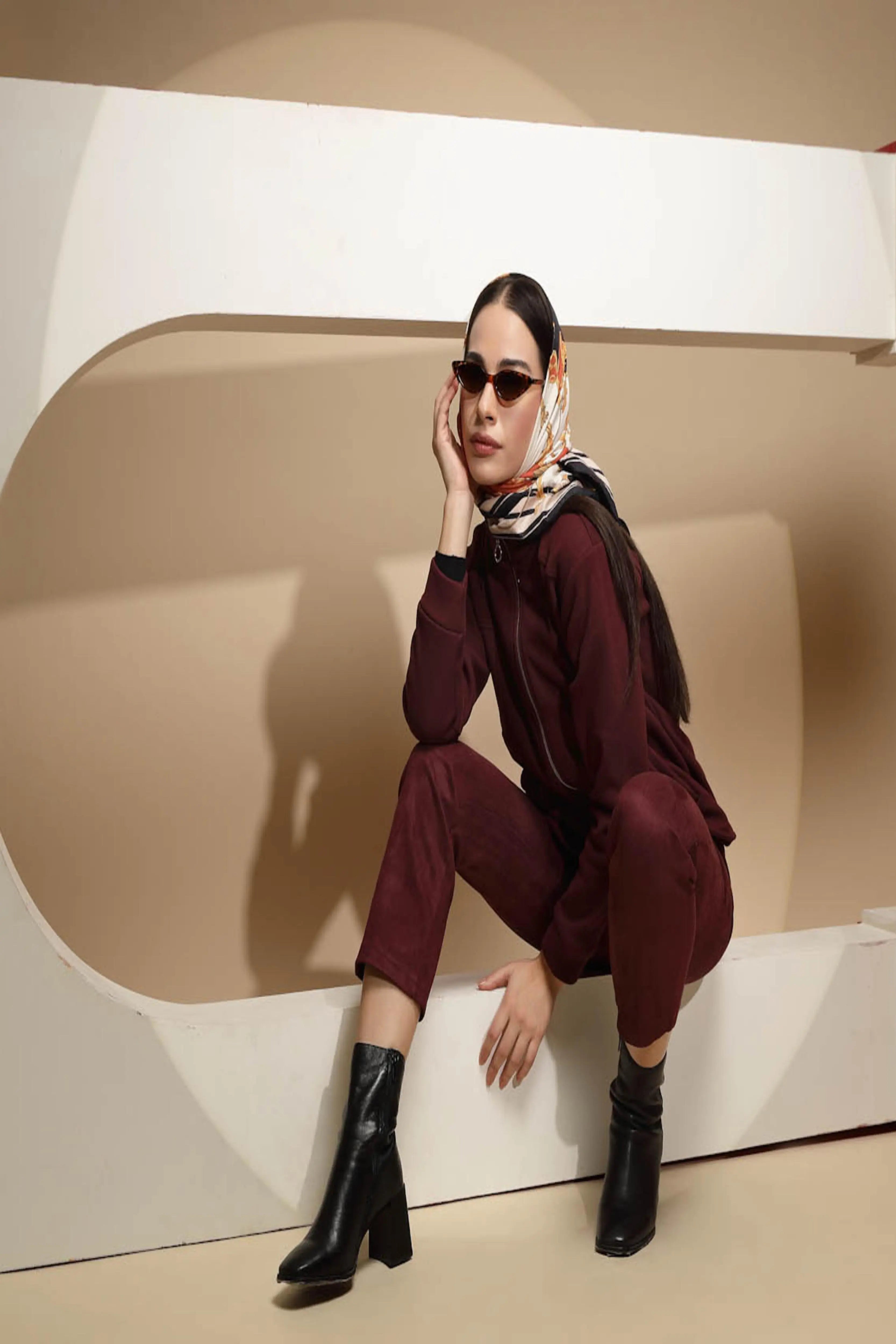 Solid Wine Full Sleeve Turtle Neck Fleece Sweatshirt - Global Republic