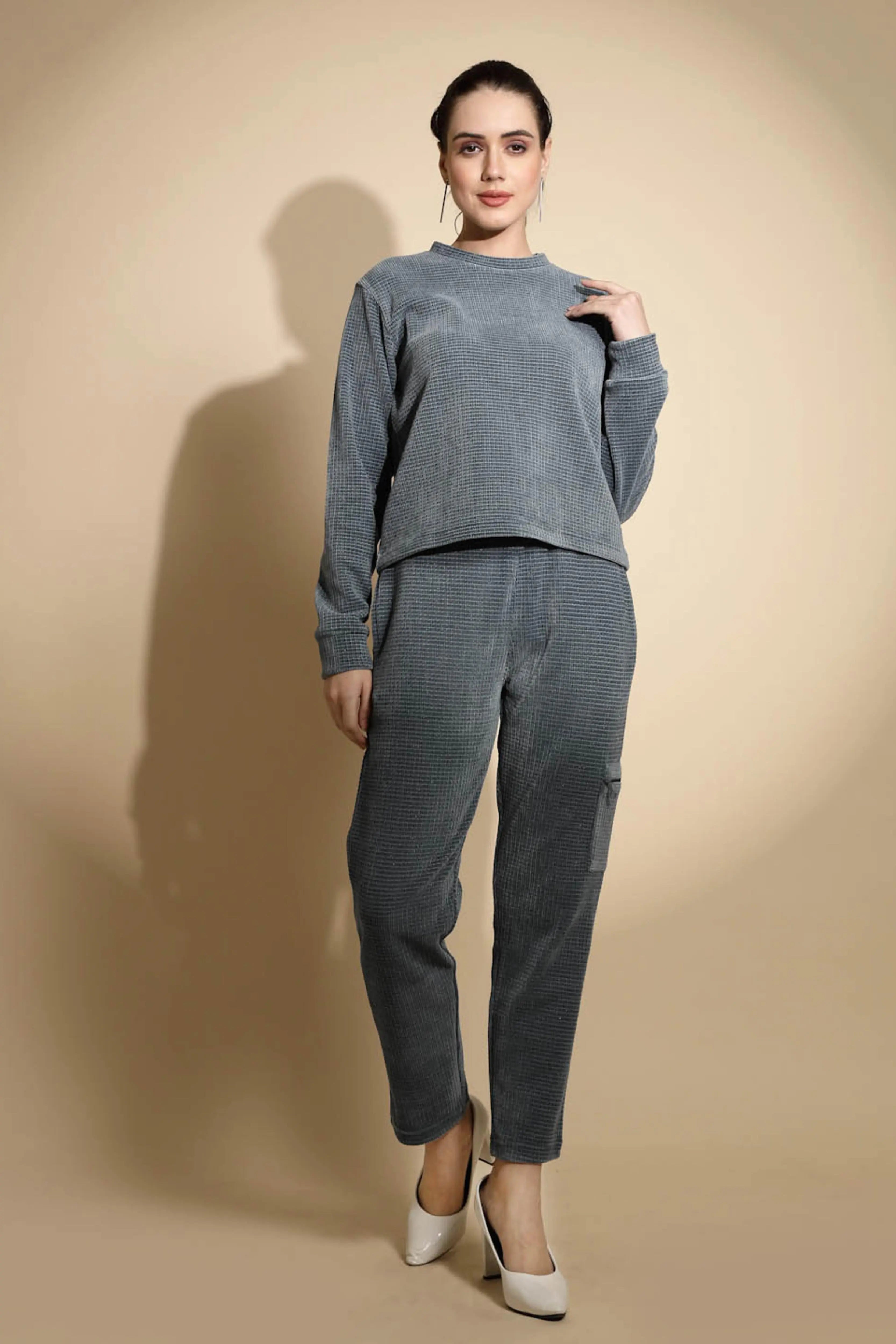 Teal Solid Cotton Blend Co-ord Set - Global Republic