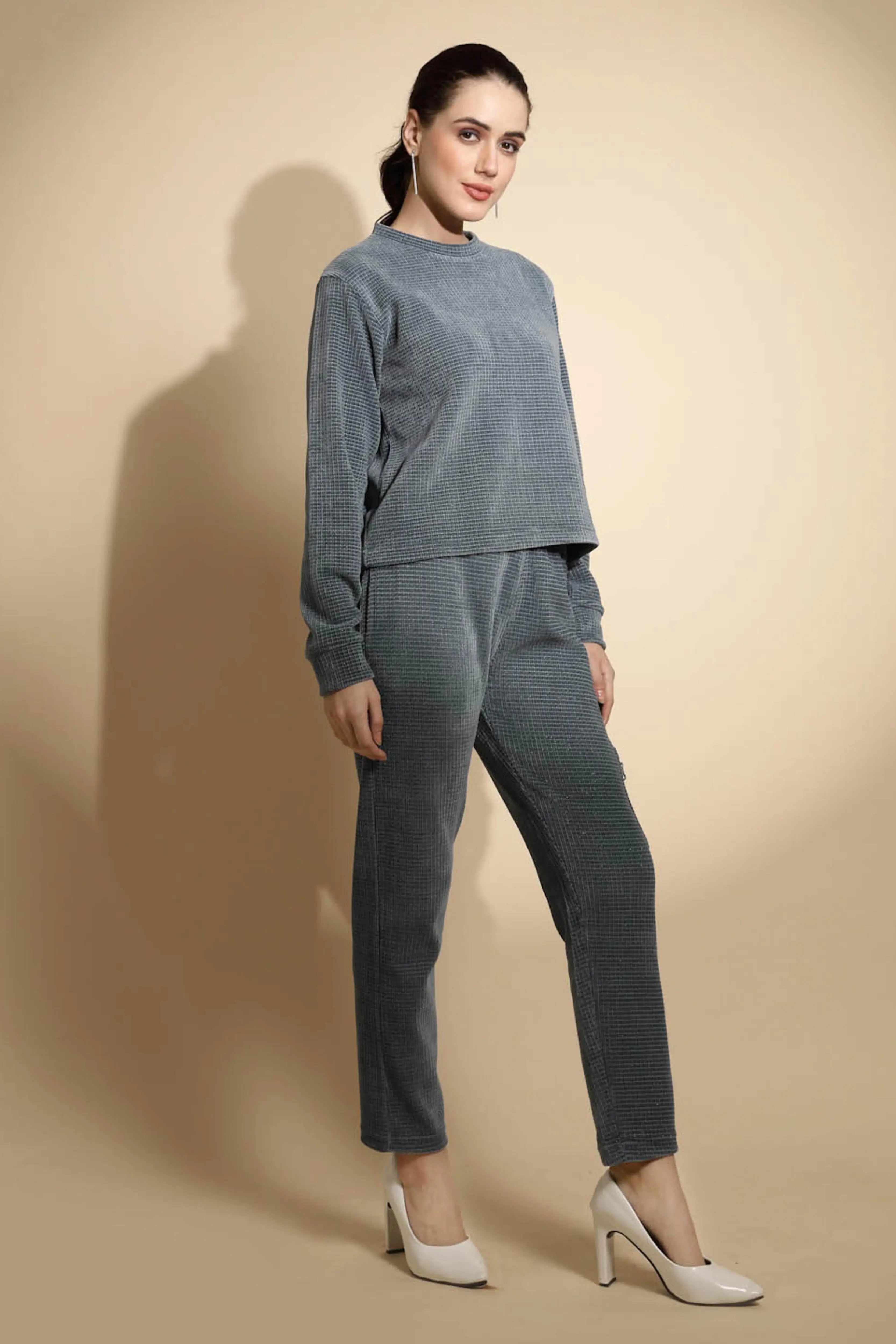 Teal Solid Cotton Blend Co-ord Set - Global Republic