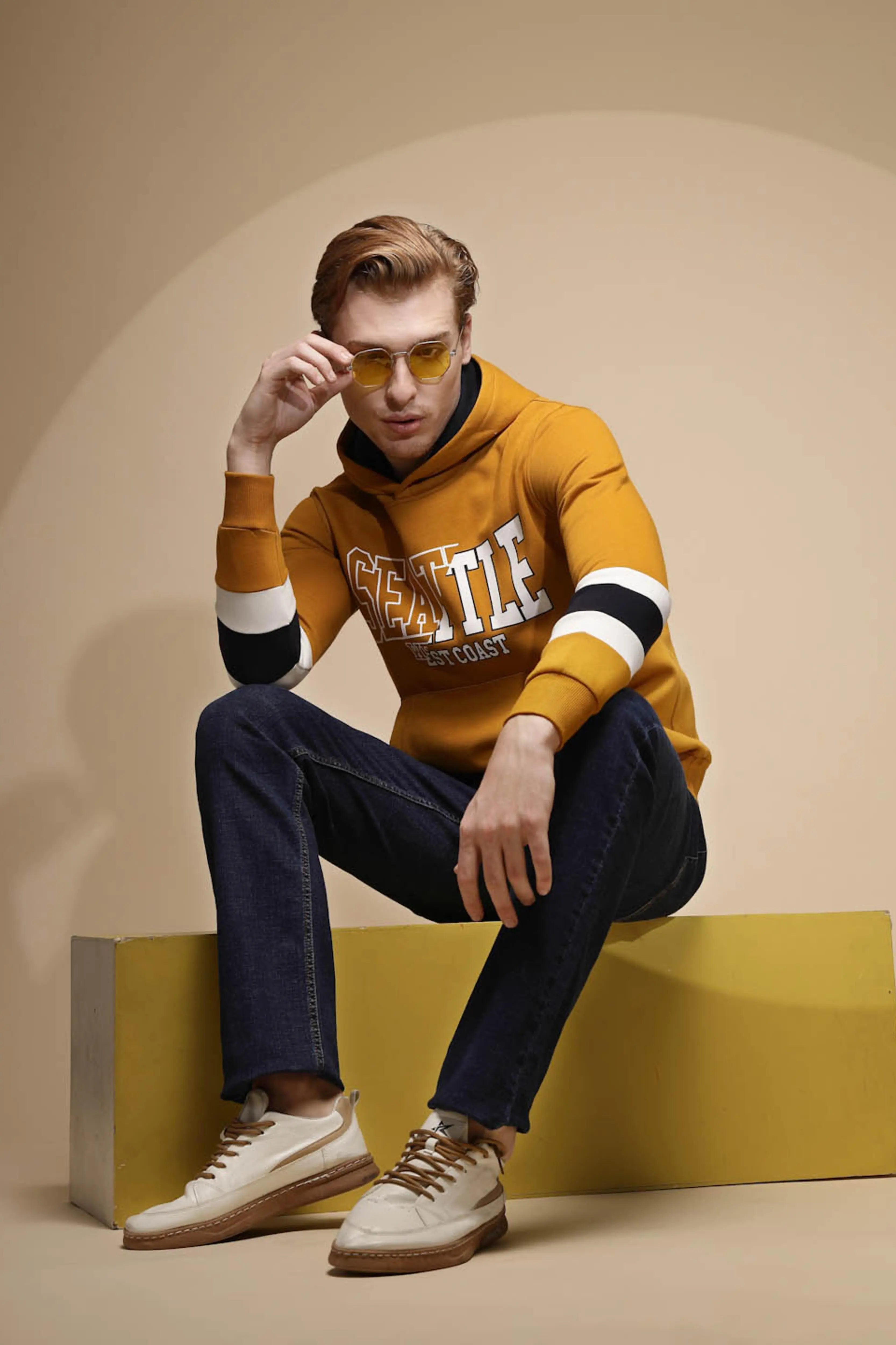 Dark Blue Solid Mid Rise Straight Fit Cotton Blend Full Length Jeans - Global Republic