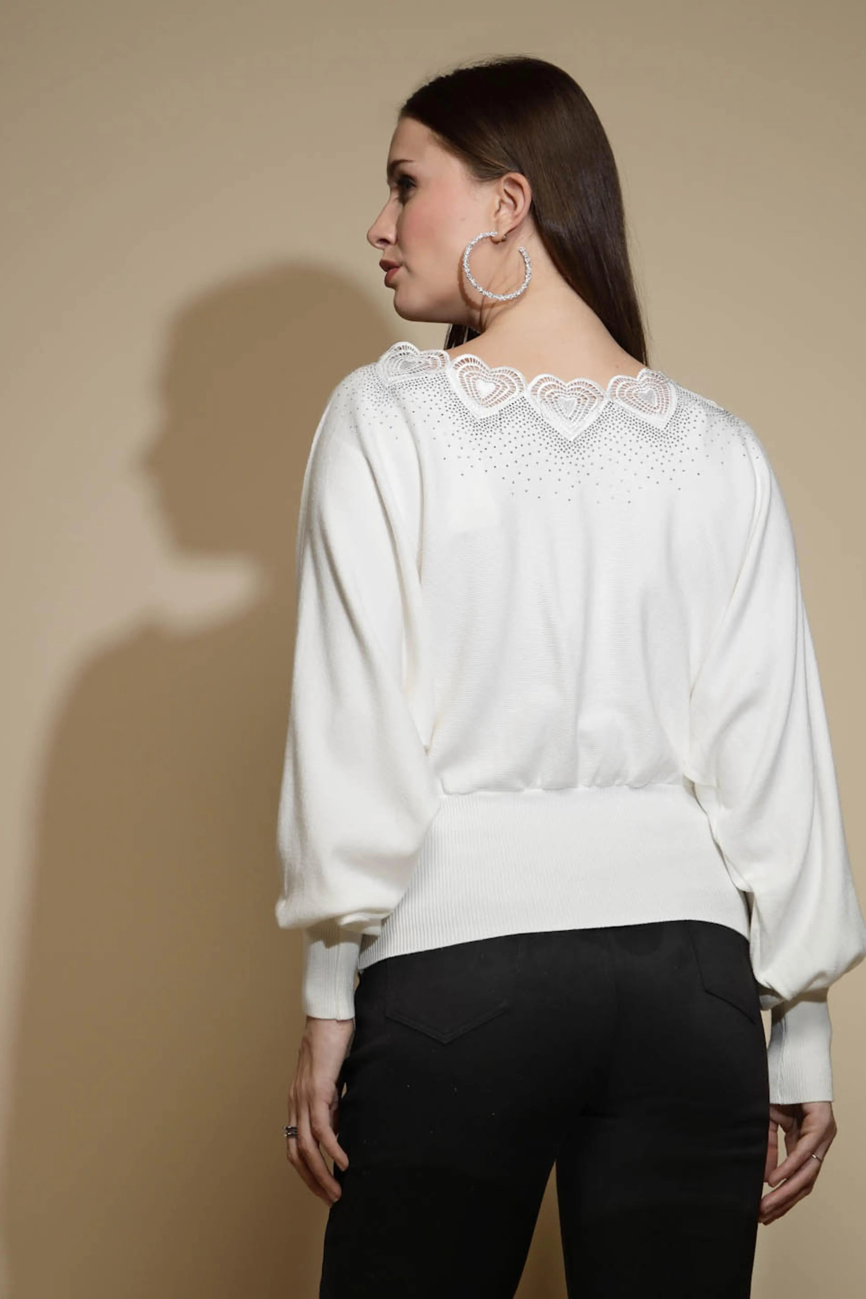 White Embellished Pullover - Global Republic