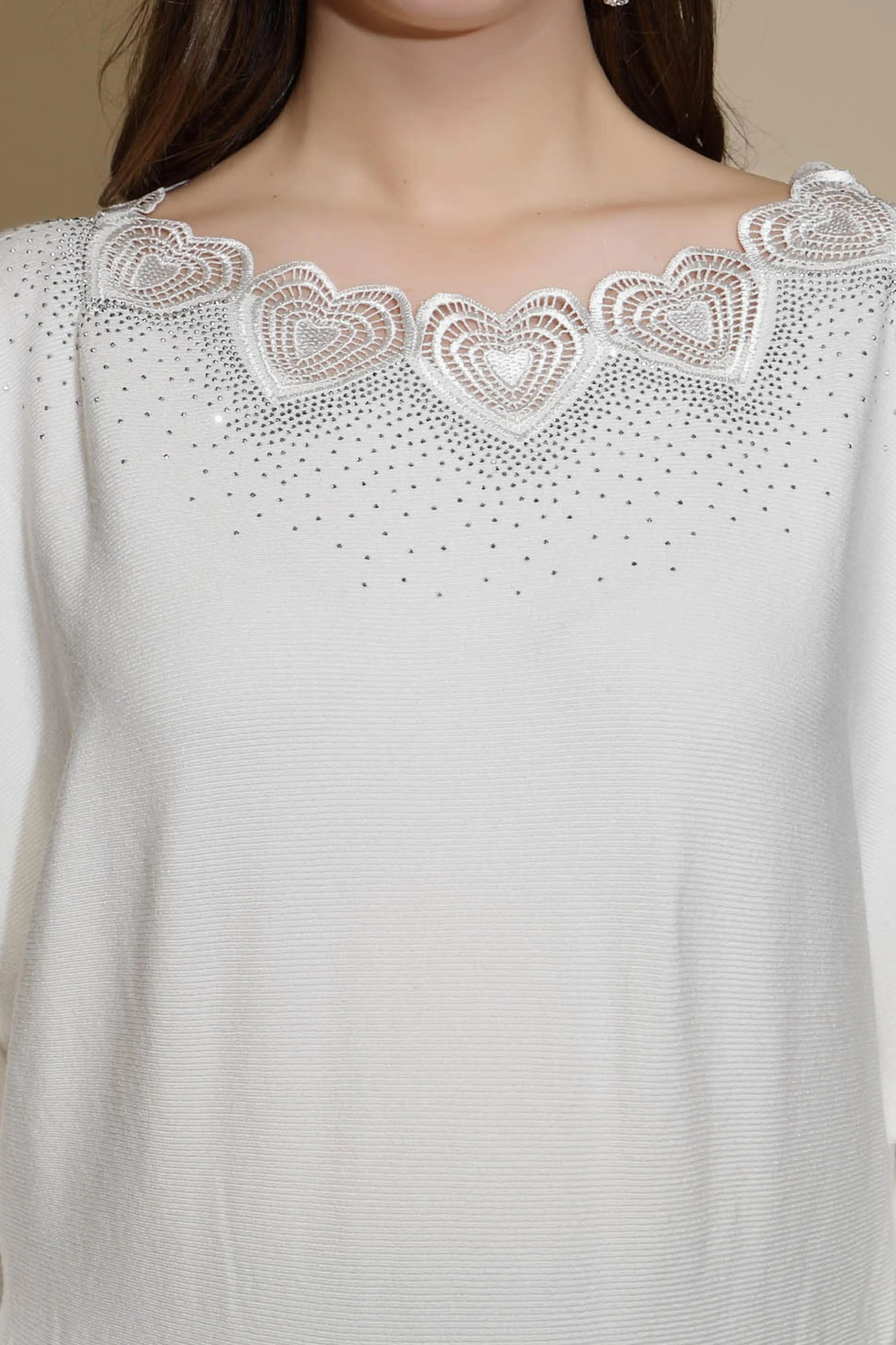 White Embellished Pullover - Global Republic