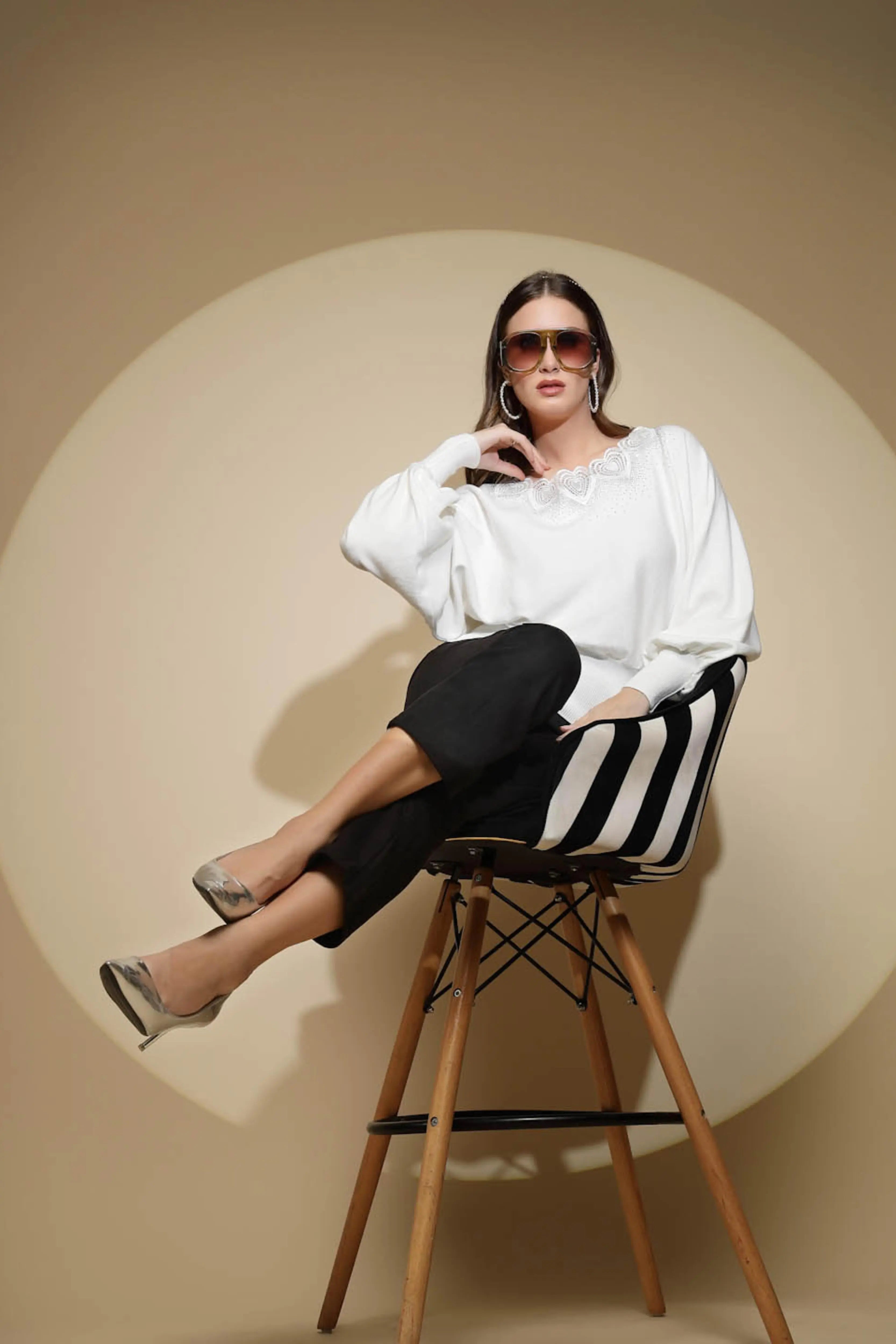 White Embellished Pullover - Global Republic