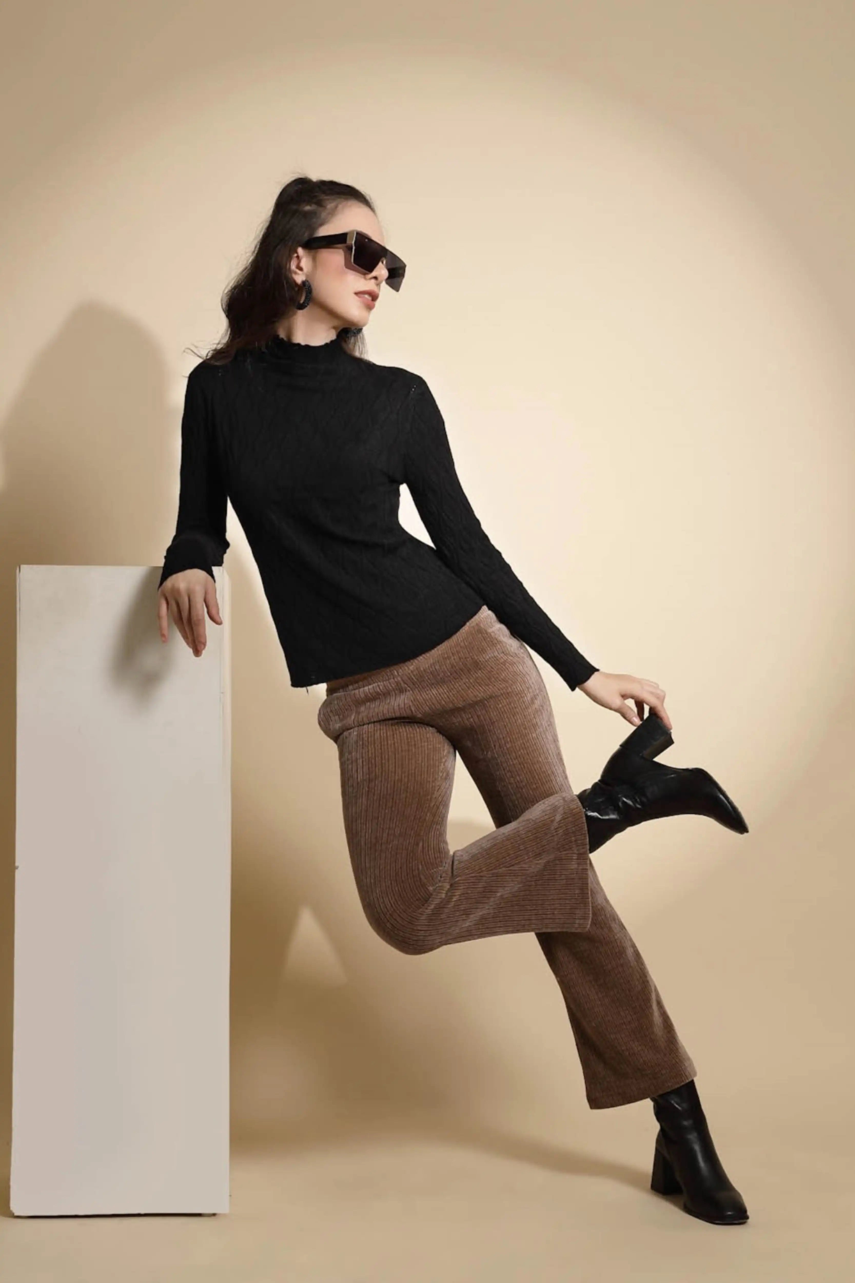 Solid Turtle Neck Knitted Skivvy - Global Republic