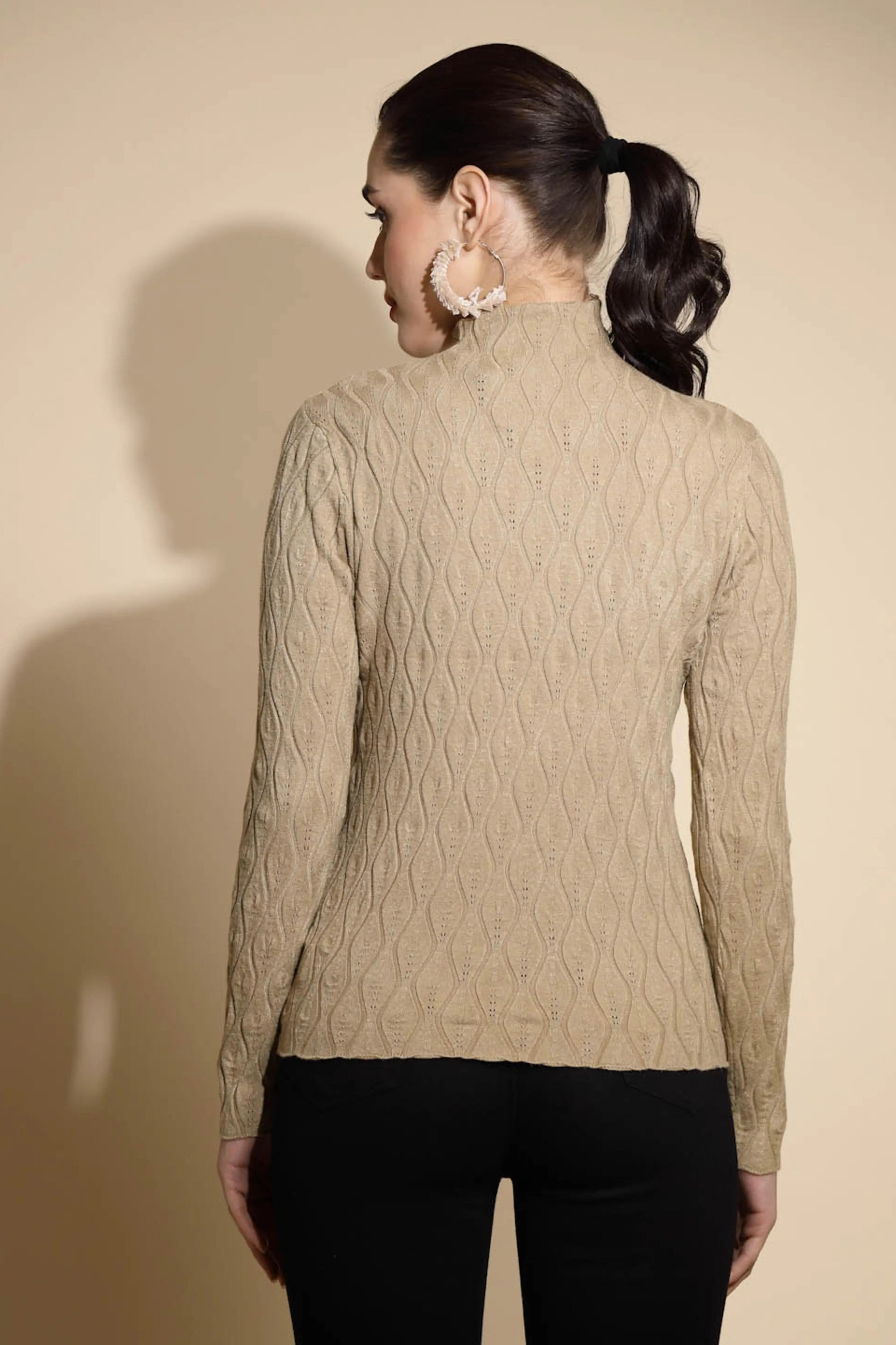 Khaki Solid Knitted Slim Fit Skivvy - Global Republic