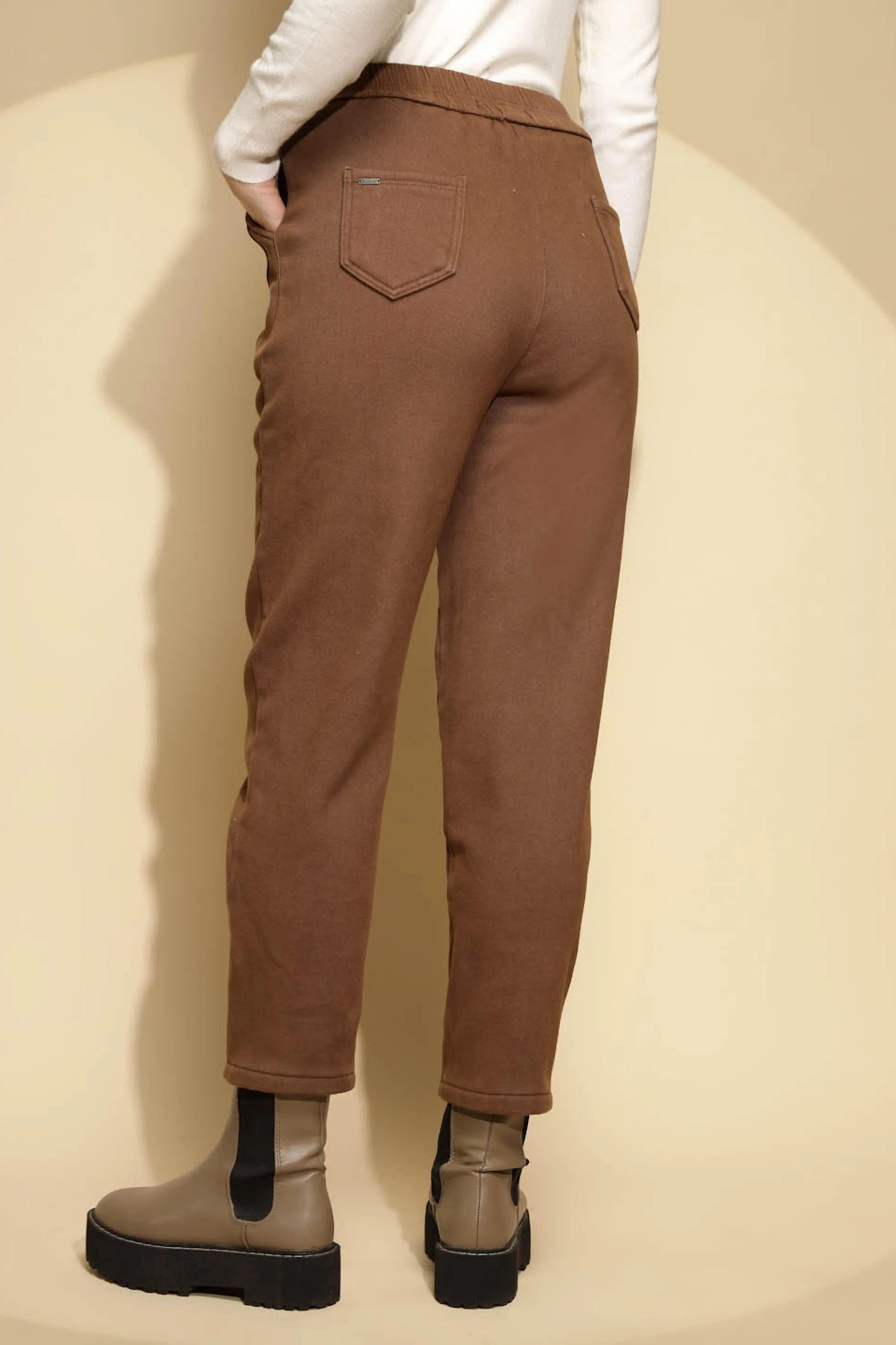 Brown Cotton Ankle Length Trouser - Global Republic