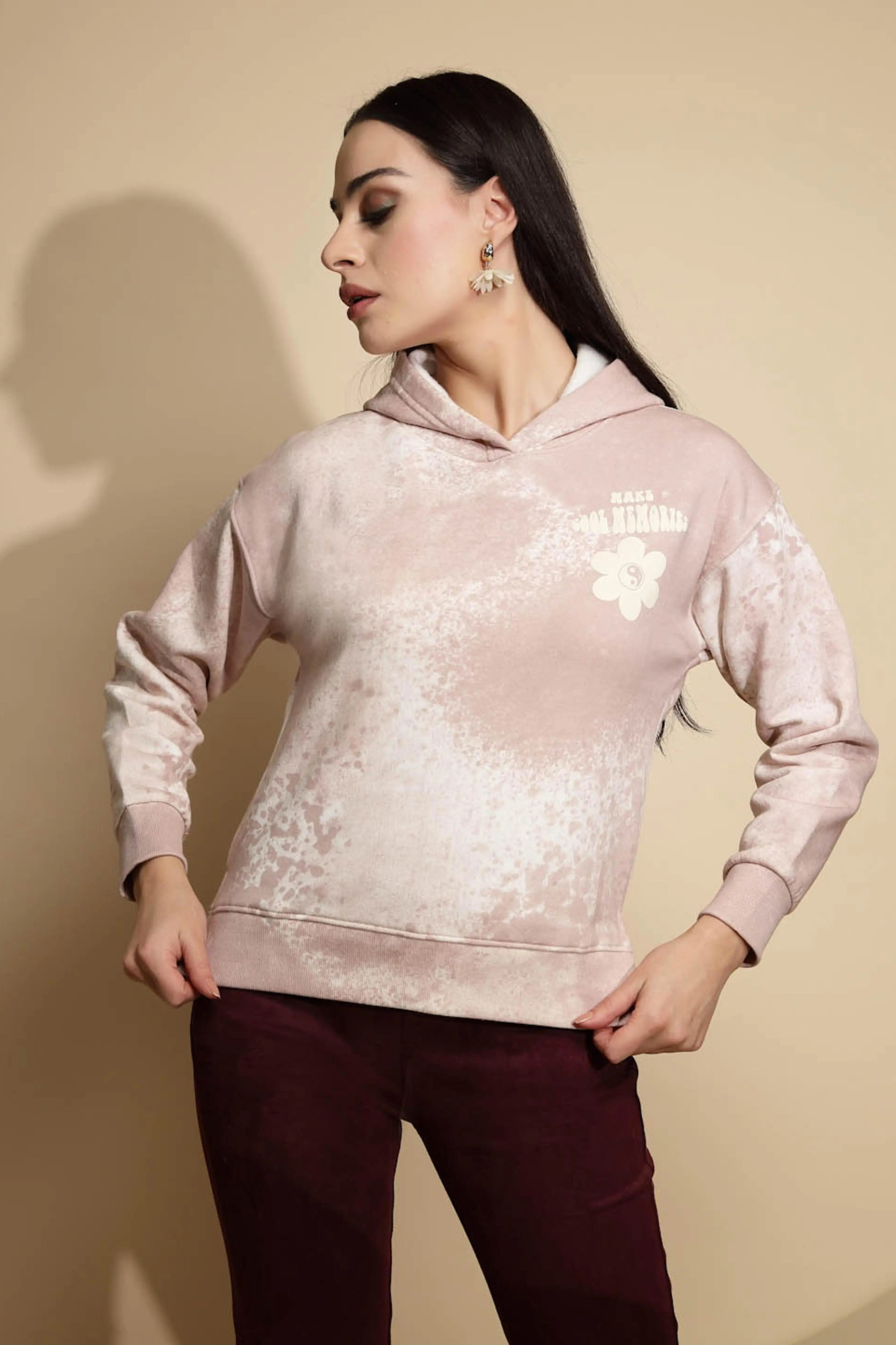 Pink Acrylic Hooded Sweatshirt - Global Republic