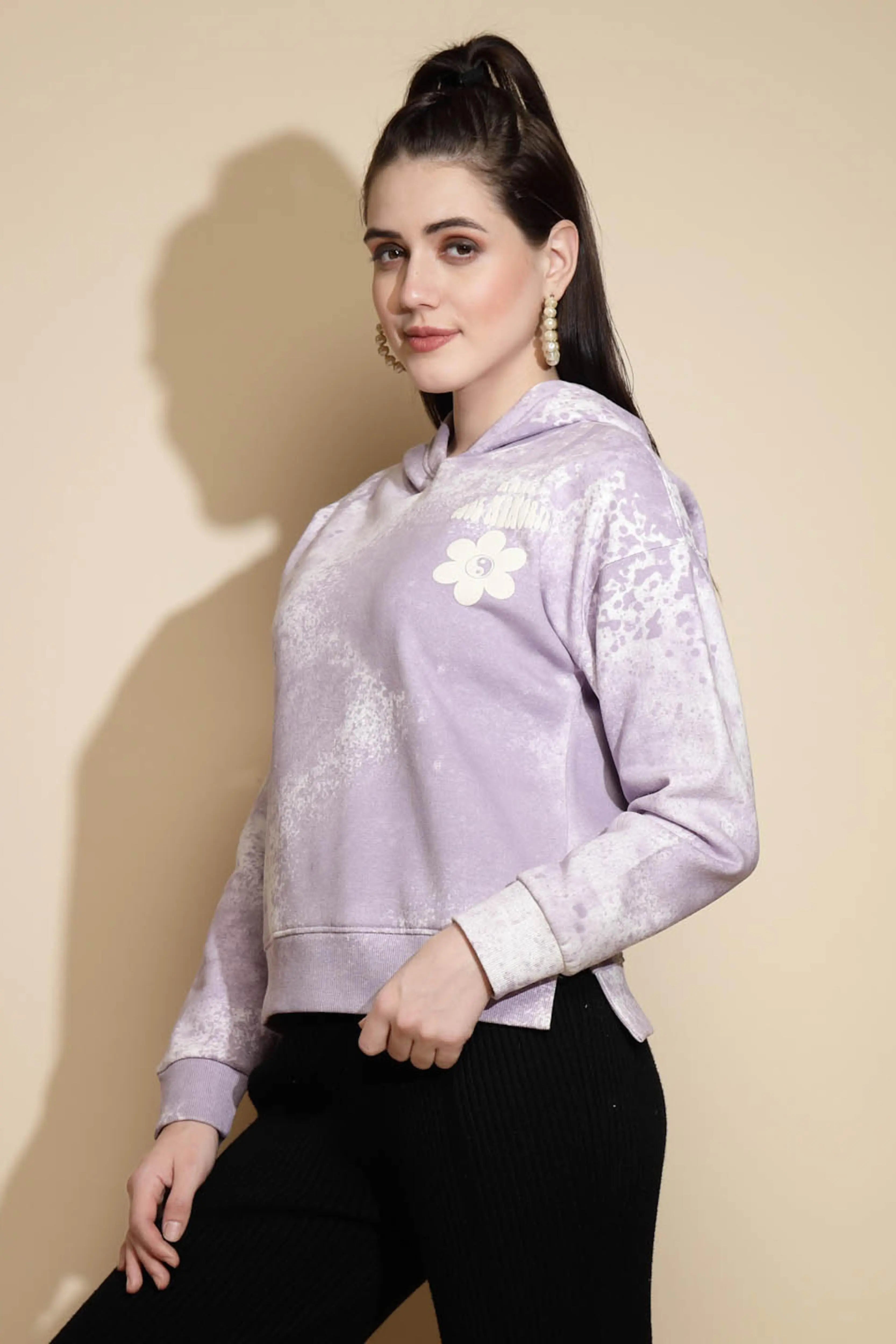 Lilac Acrylic Hooded Sweatshirt - Global Republic