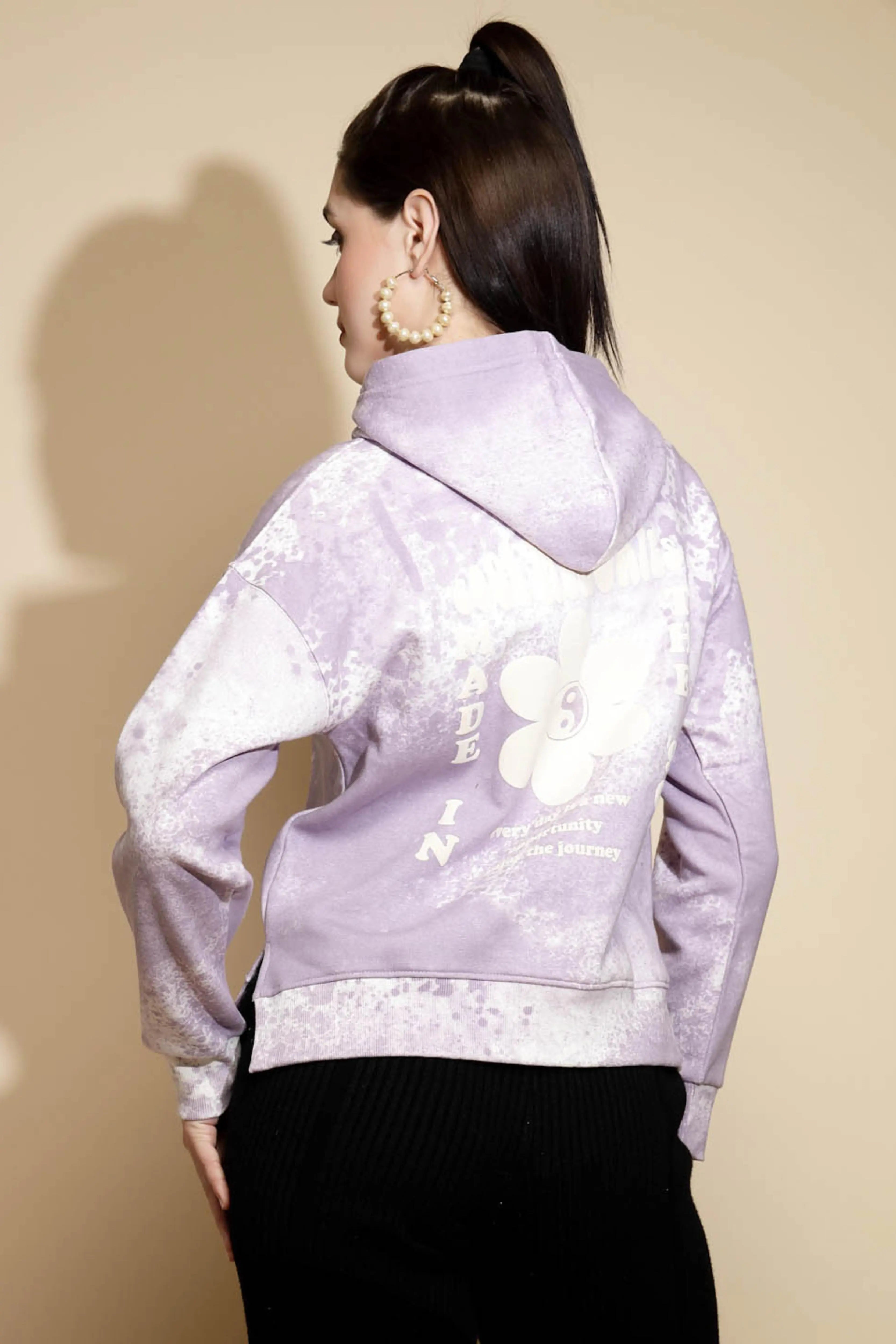 Lilac Acrylic Hooded Sweatshirt - Global Republic