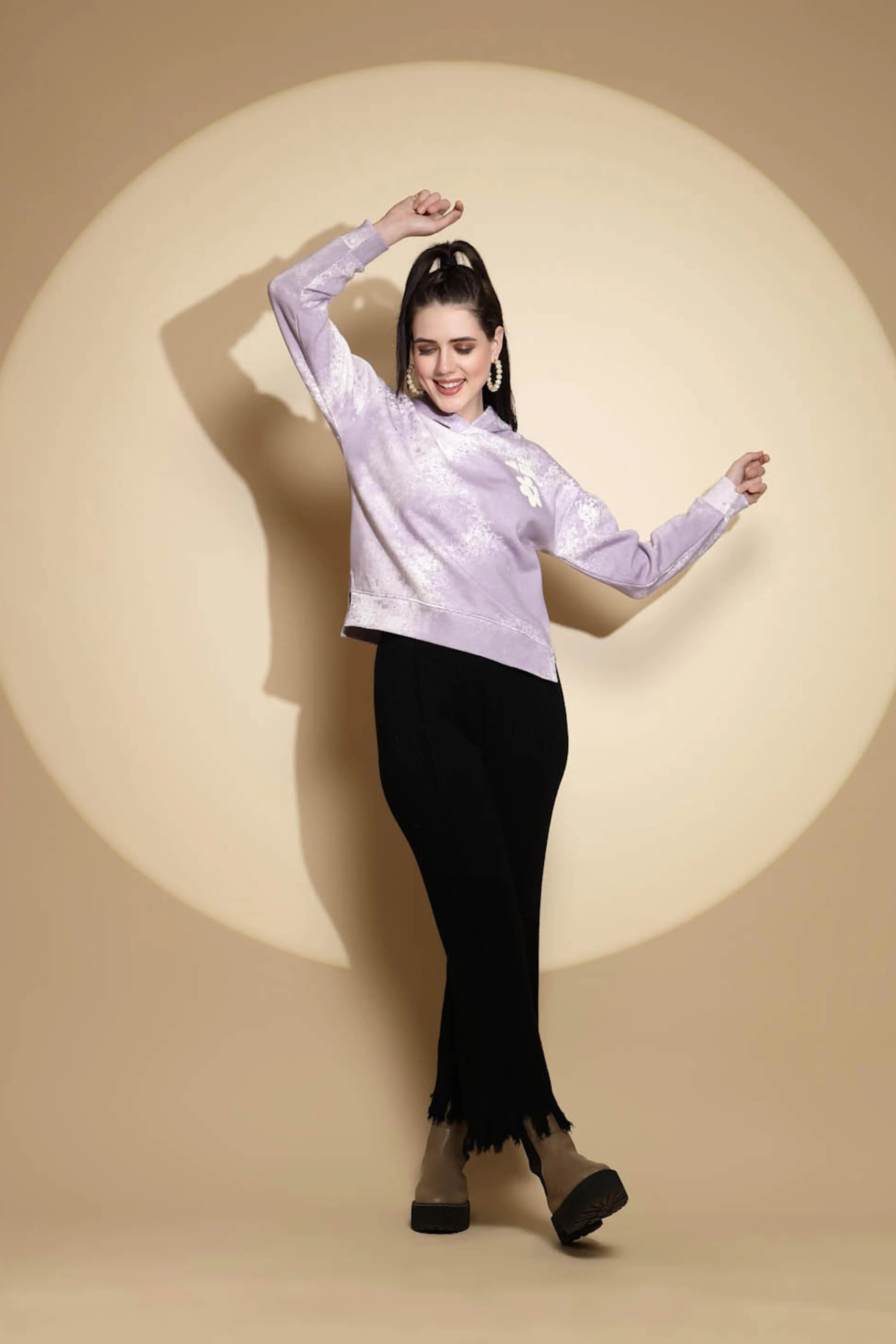 Lilac Acrylic Hooded Sweatshirt - Global Republic