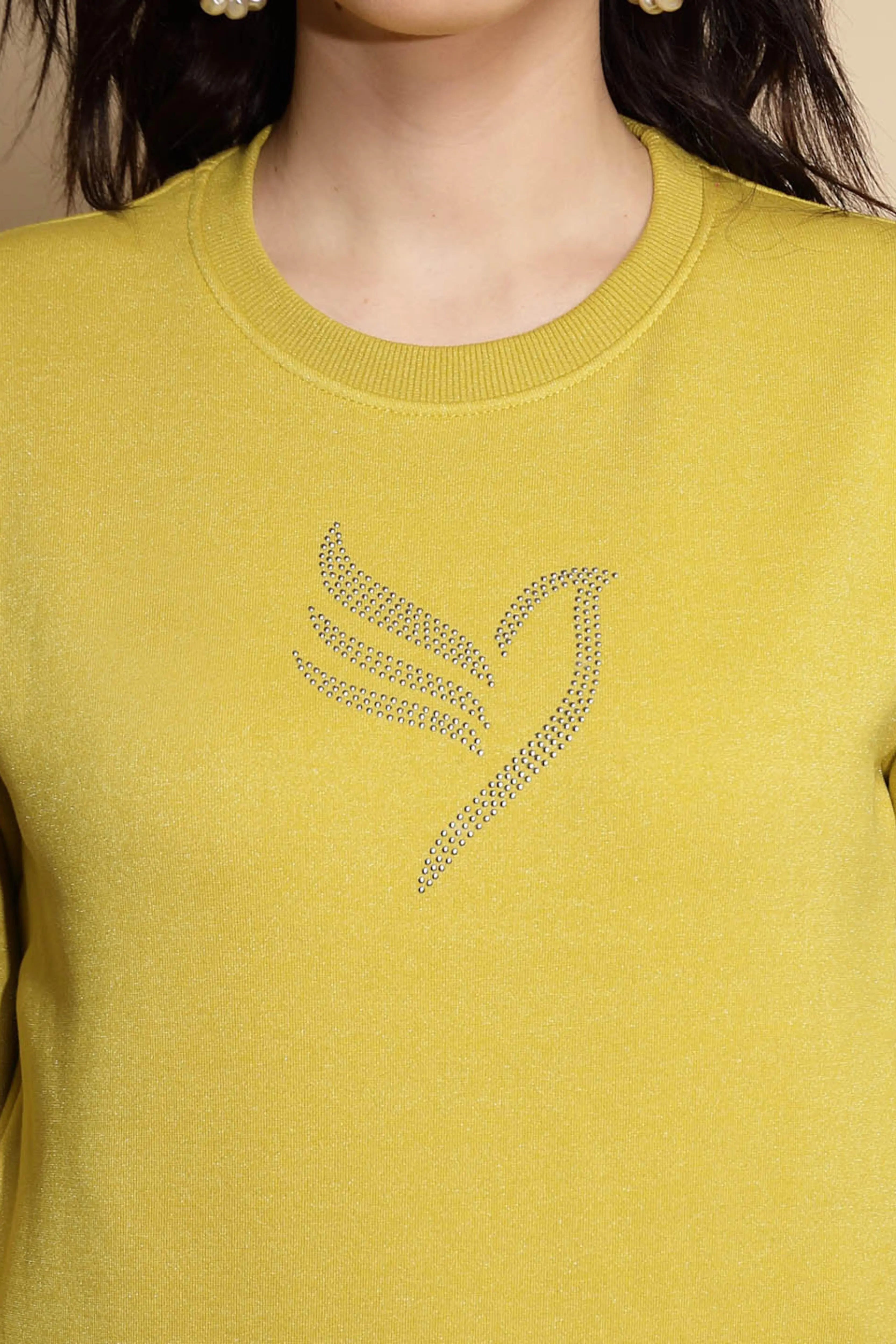 Mustard Solid Acrylic Sweatshirt - Global Republic