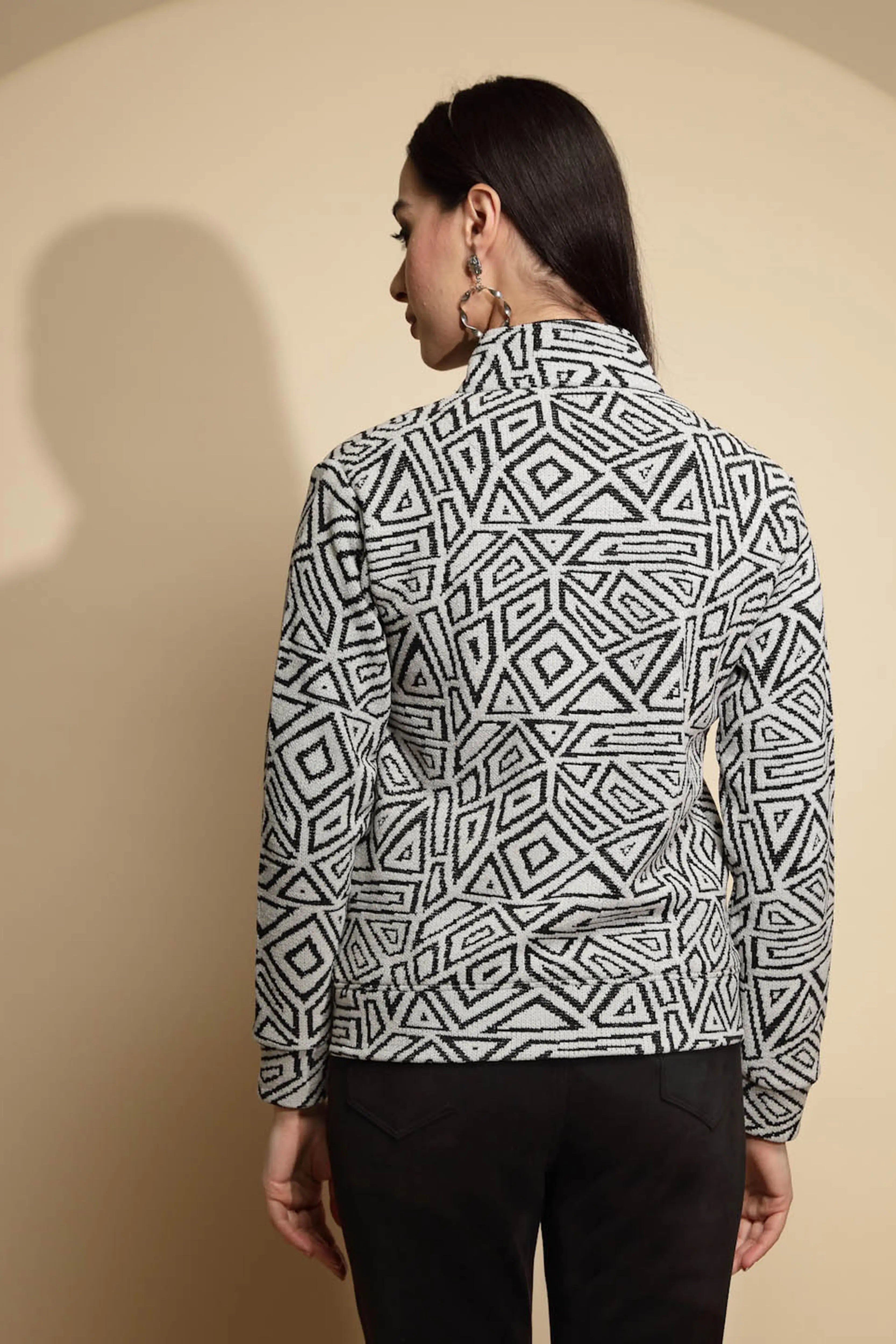 Monochrome Geometric Acrylic Sweatshirt - Global Republic